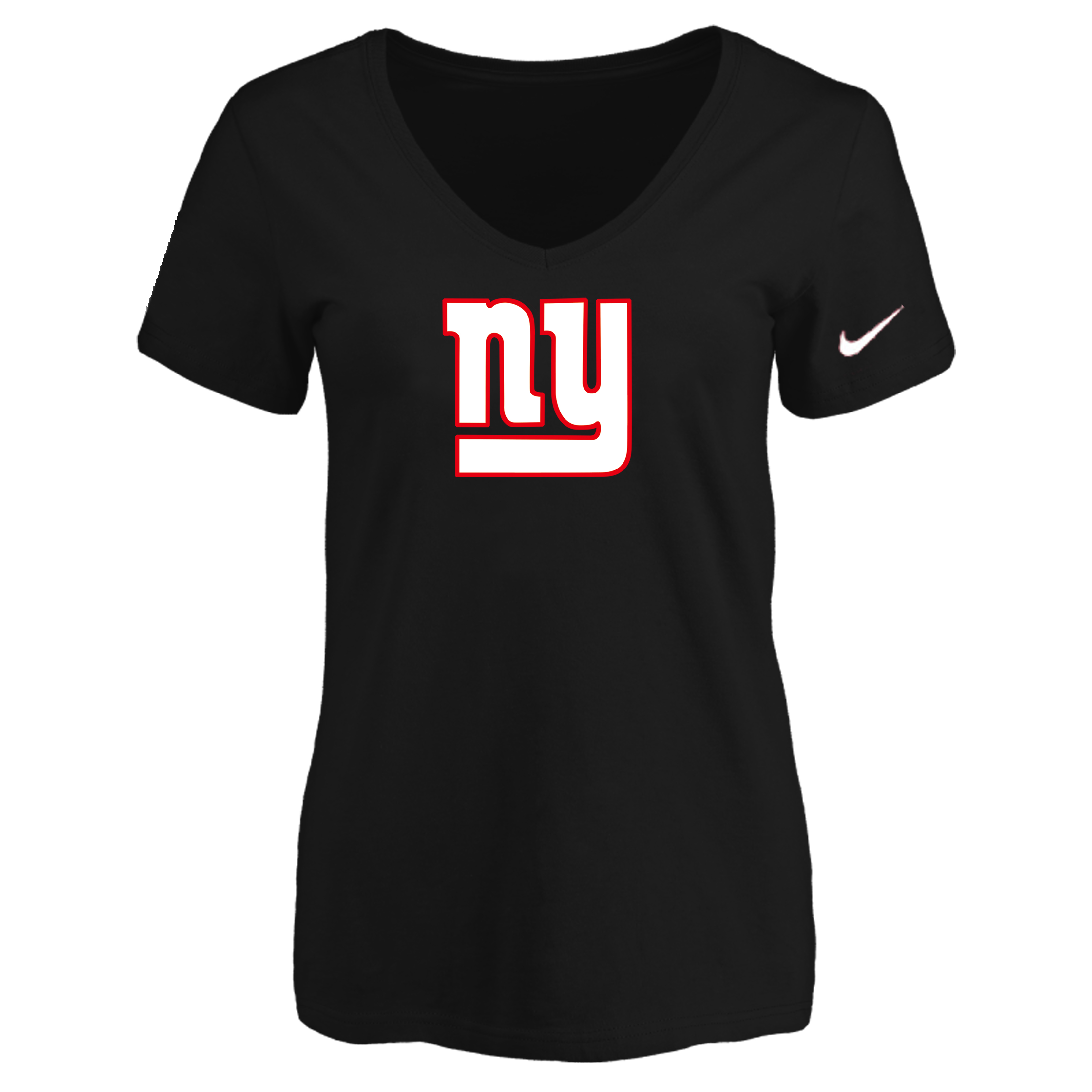 New York Giants Black Women's Logo V neck T-Shirt