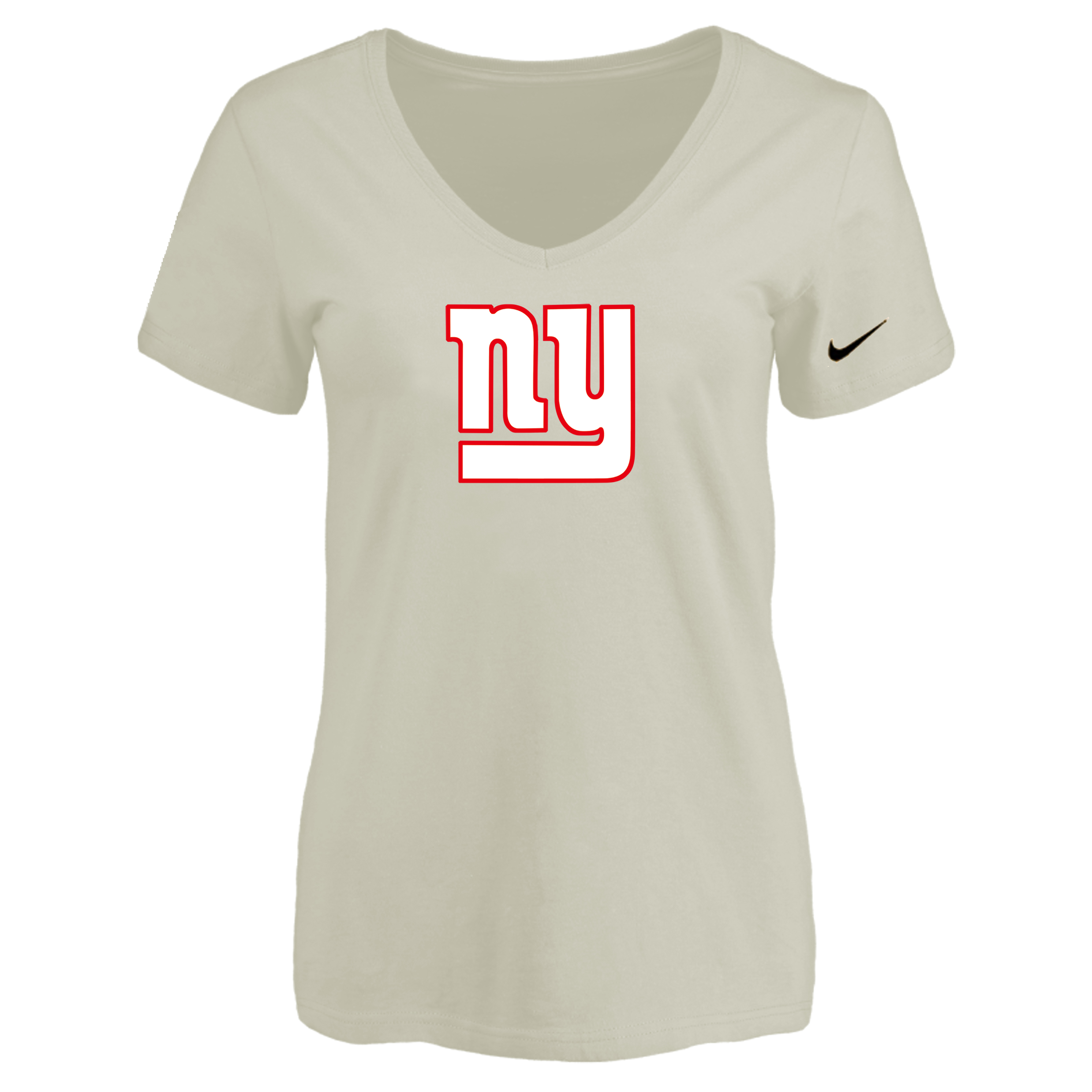 New York Giants Cream Women's Logo V neck T-Shirt