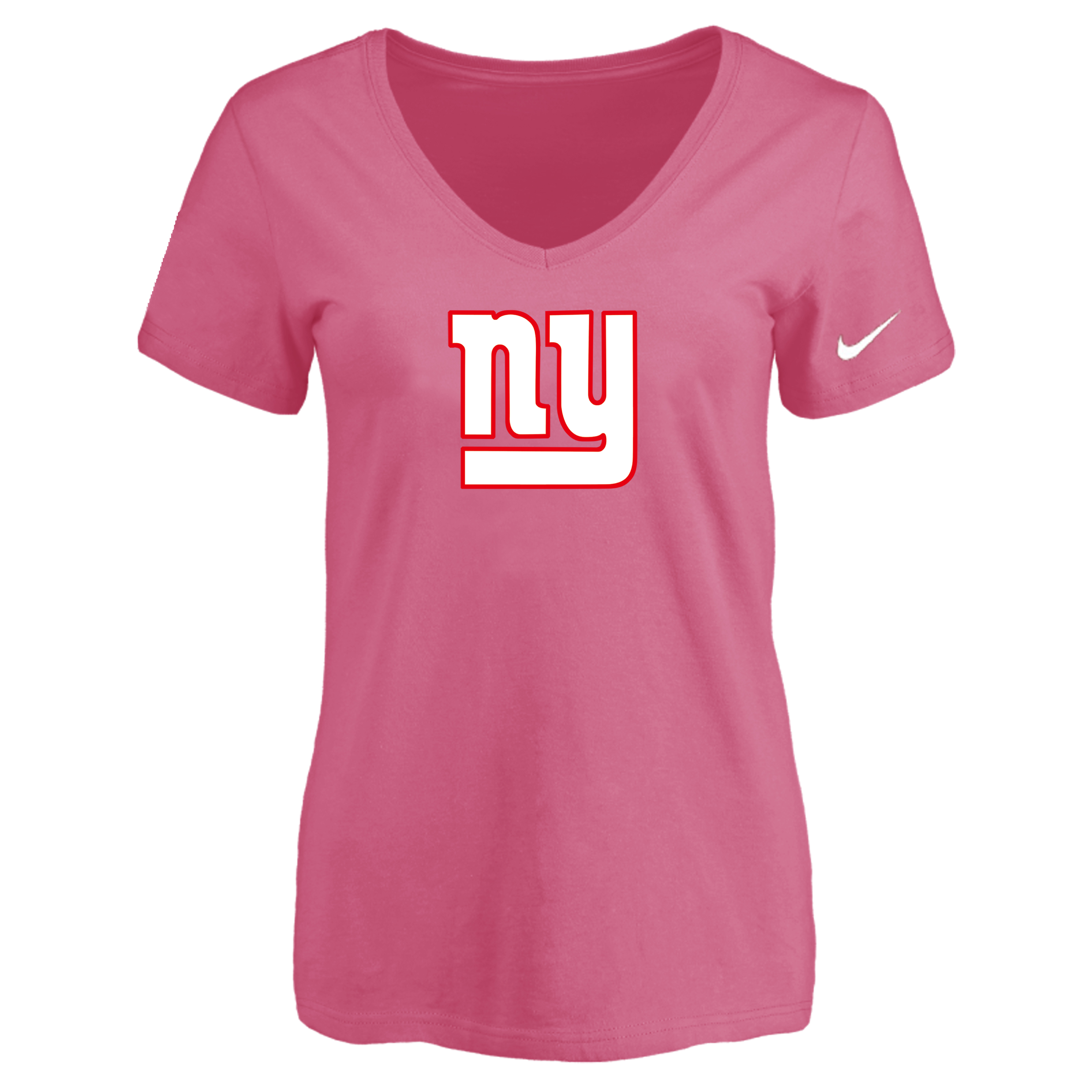 New York Giants Pink Women's Logo V neck T-Shirt