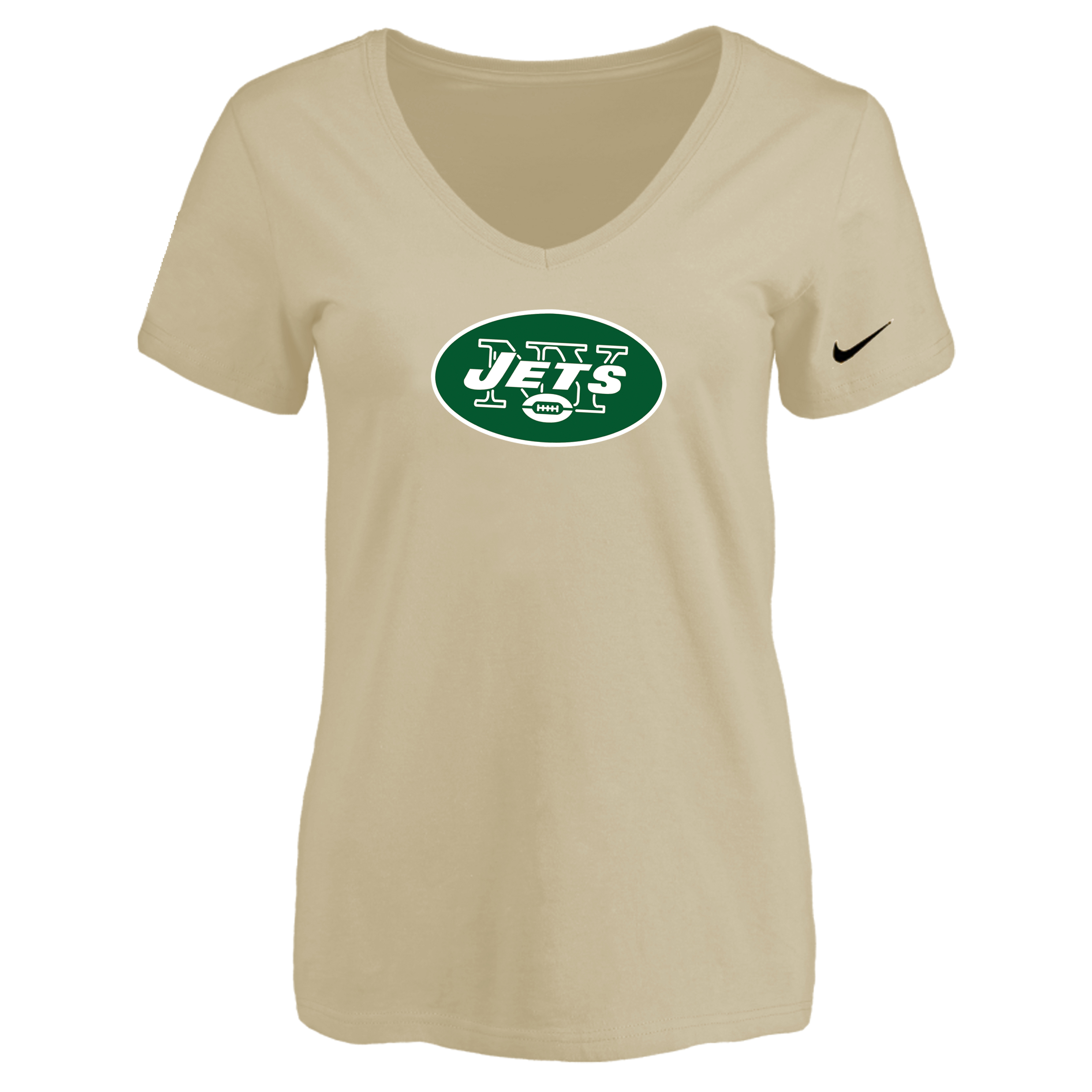 New York Jets Beige Women's Logo V neck T-Shirt