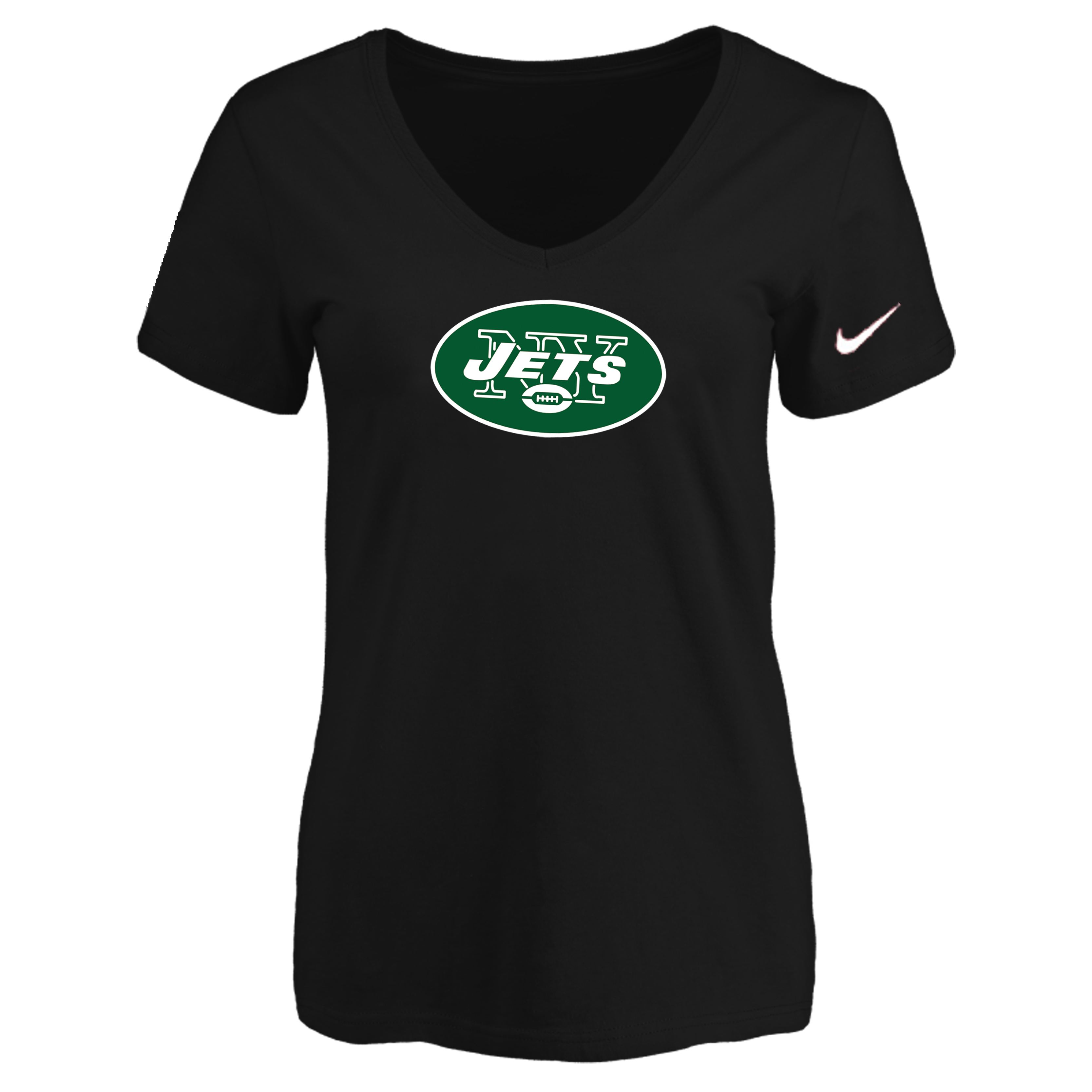 New York Jets Black Women's Logo V neck T-Shirt