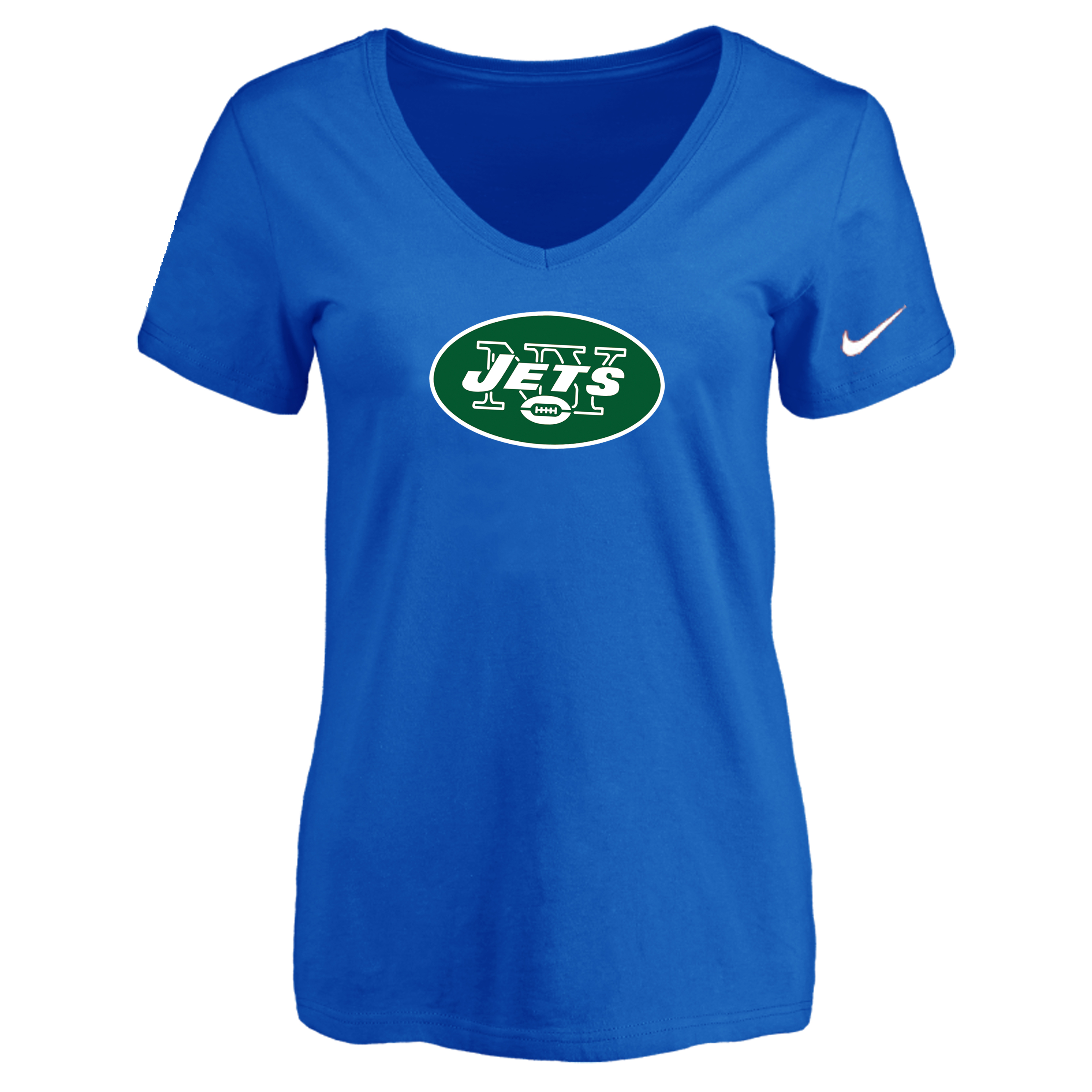 New York Jets Blue Women's Logo V neck T-Shirt