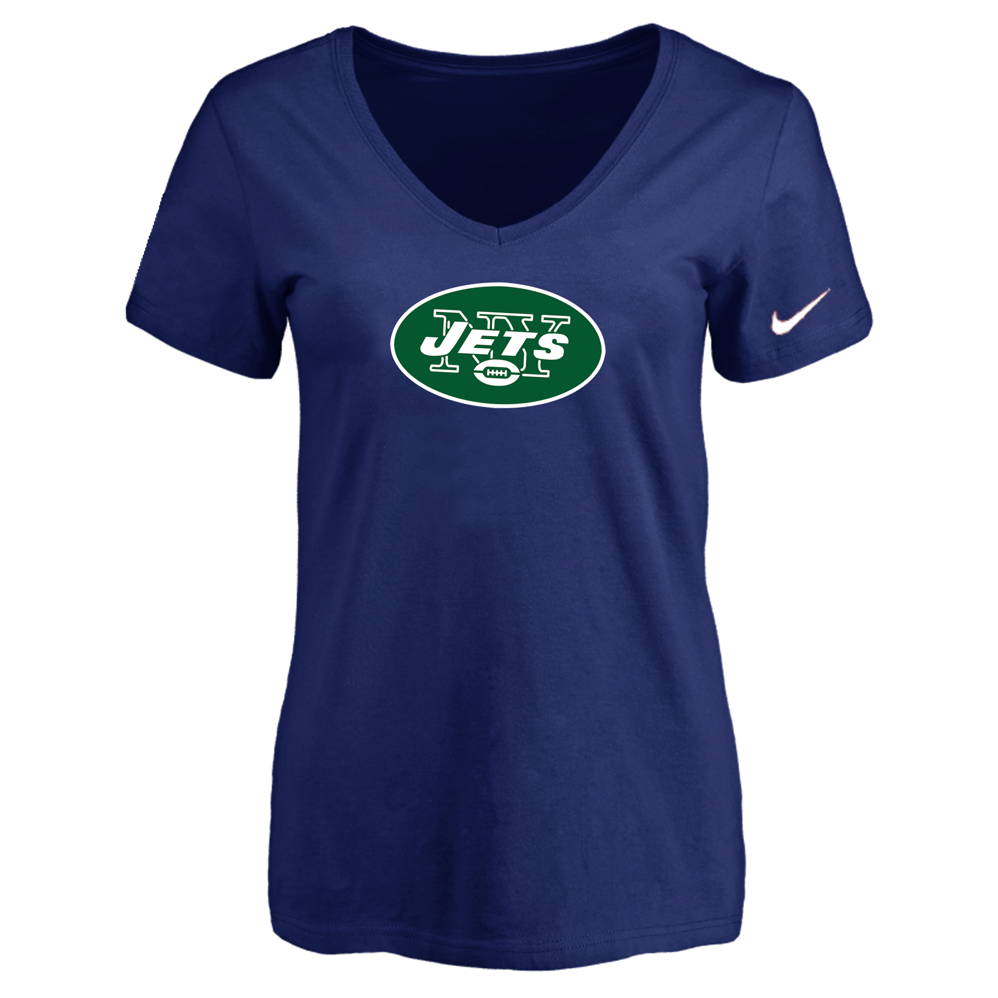 New York Jets D.Blue Women's Logo V neck T-Shirt