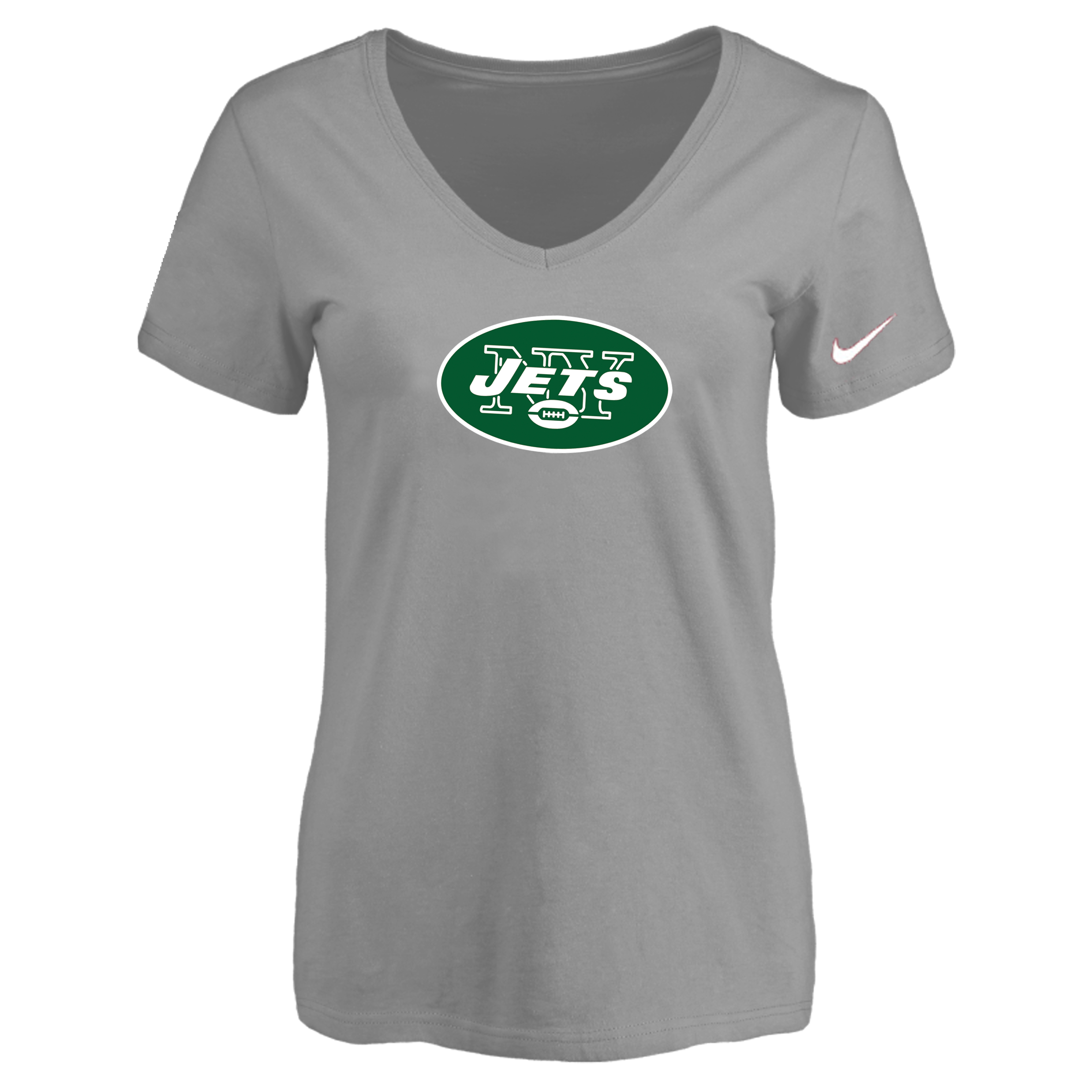 New York Jets L.Gray Women's Logo V neck T-Shirt