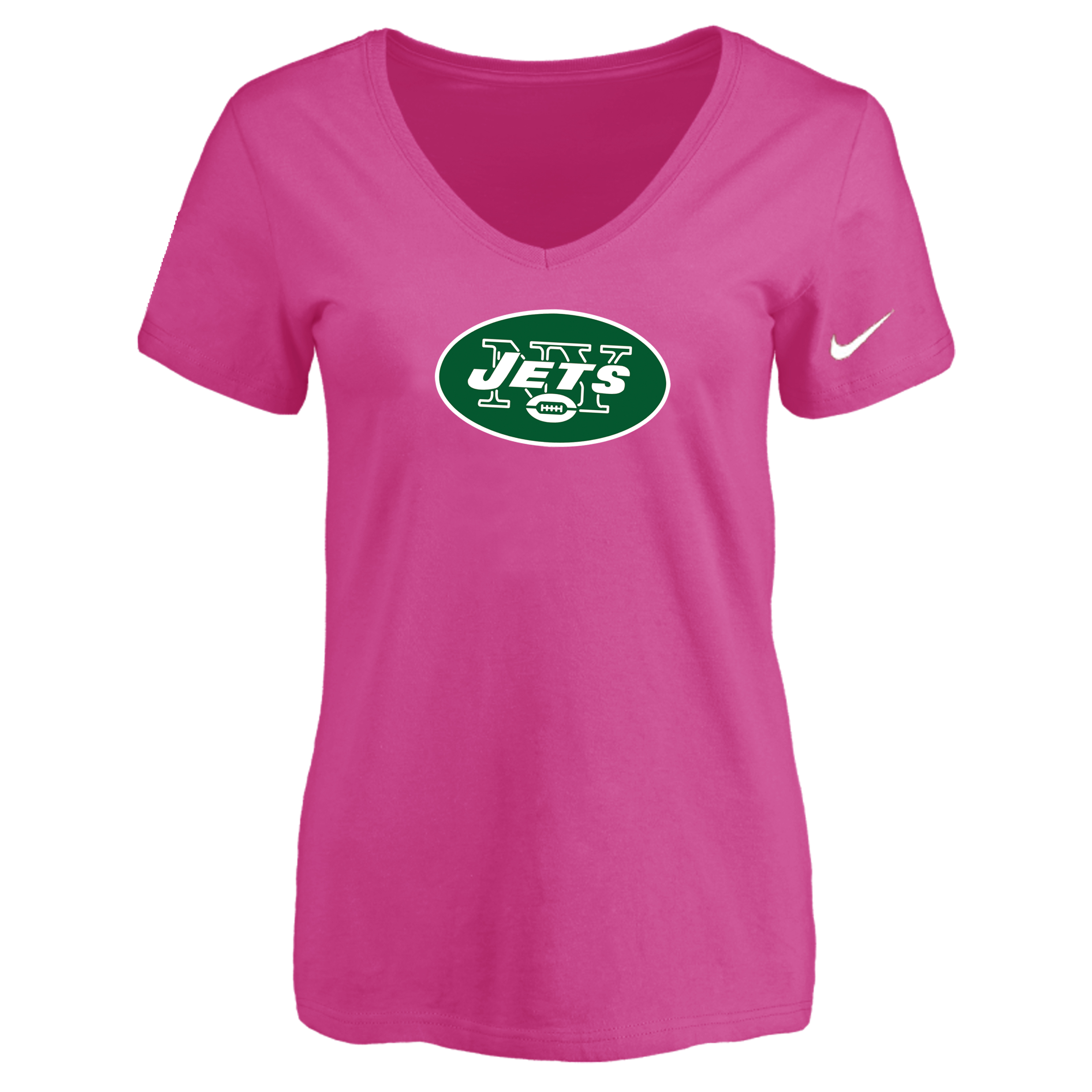 New York Jets Peach Women's Logo V neck T-Shirt