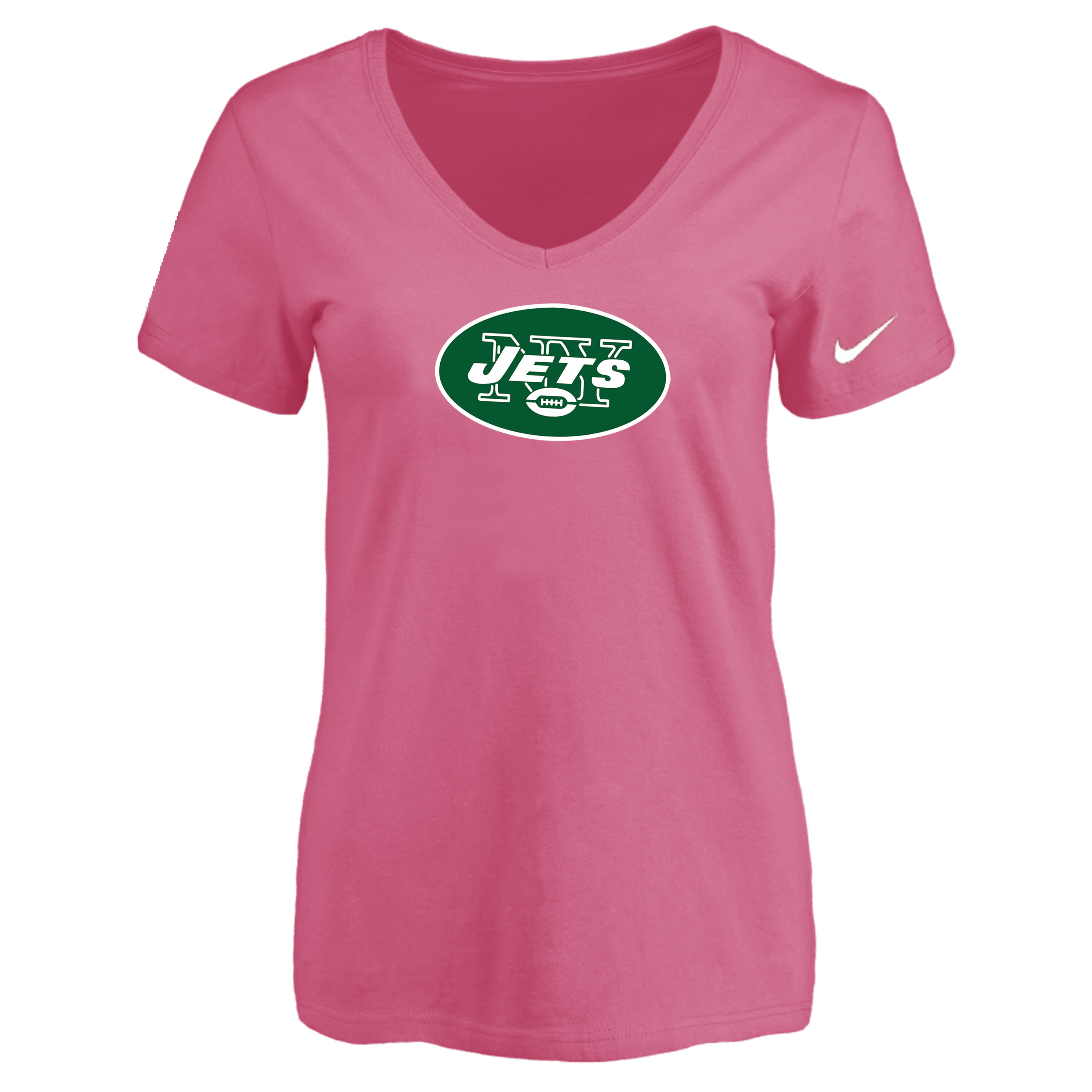 New York Jets Pink Women's Logo V neck T-Shirt