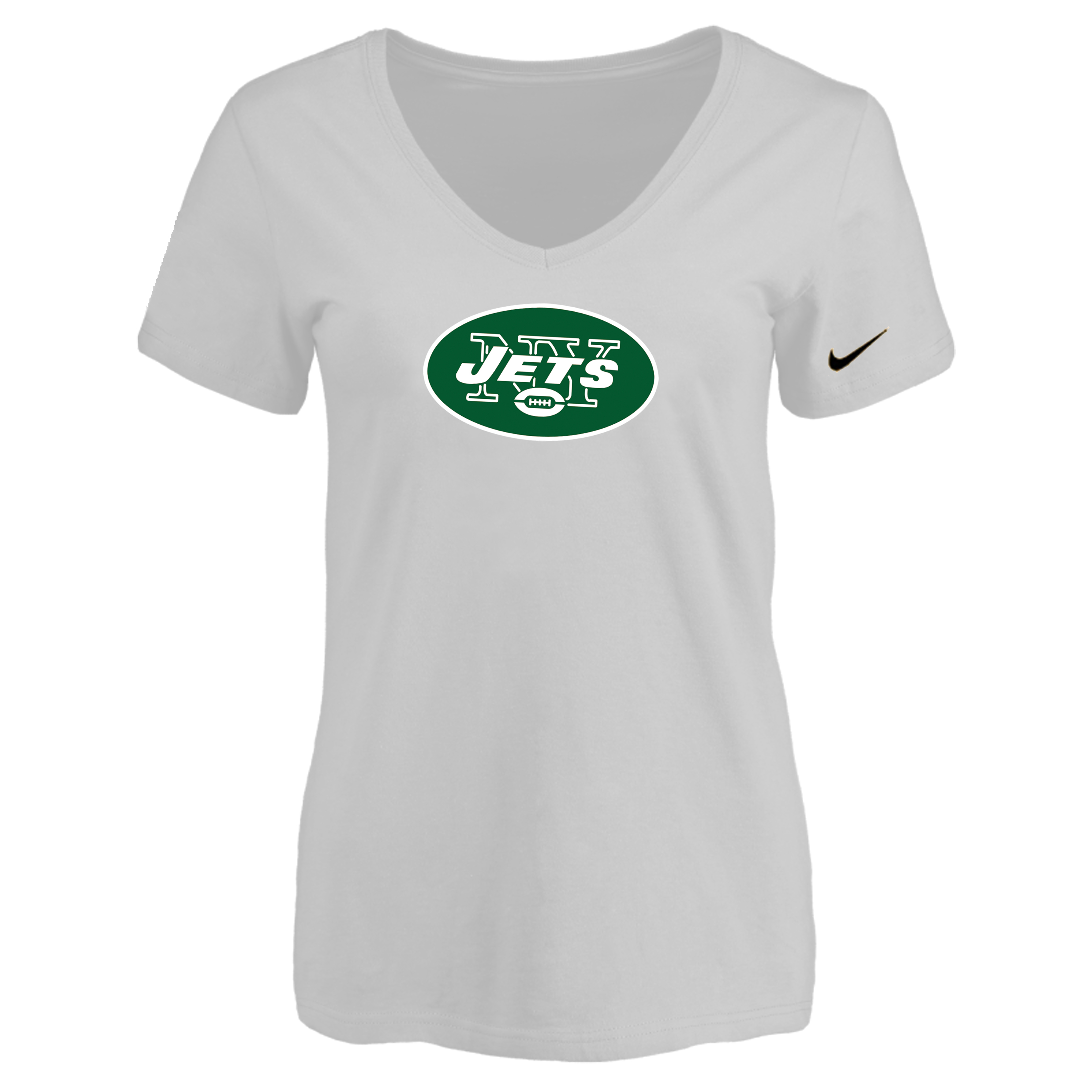 New York Jets White Women's Logo V neck T-Shirt