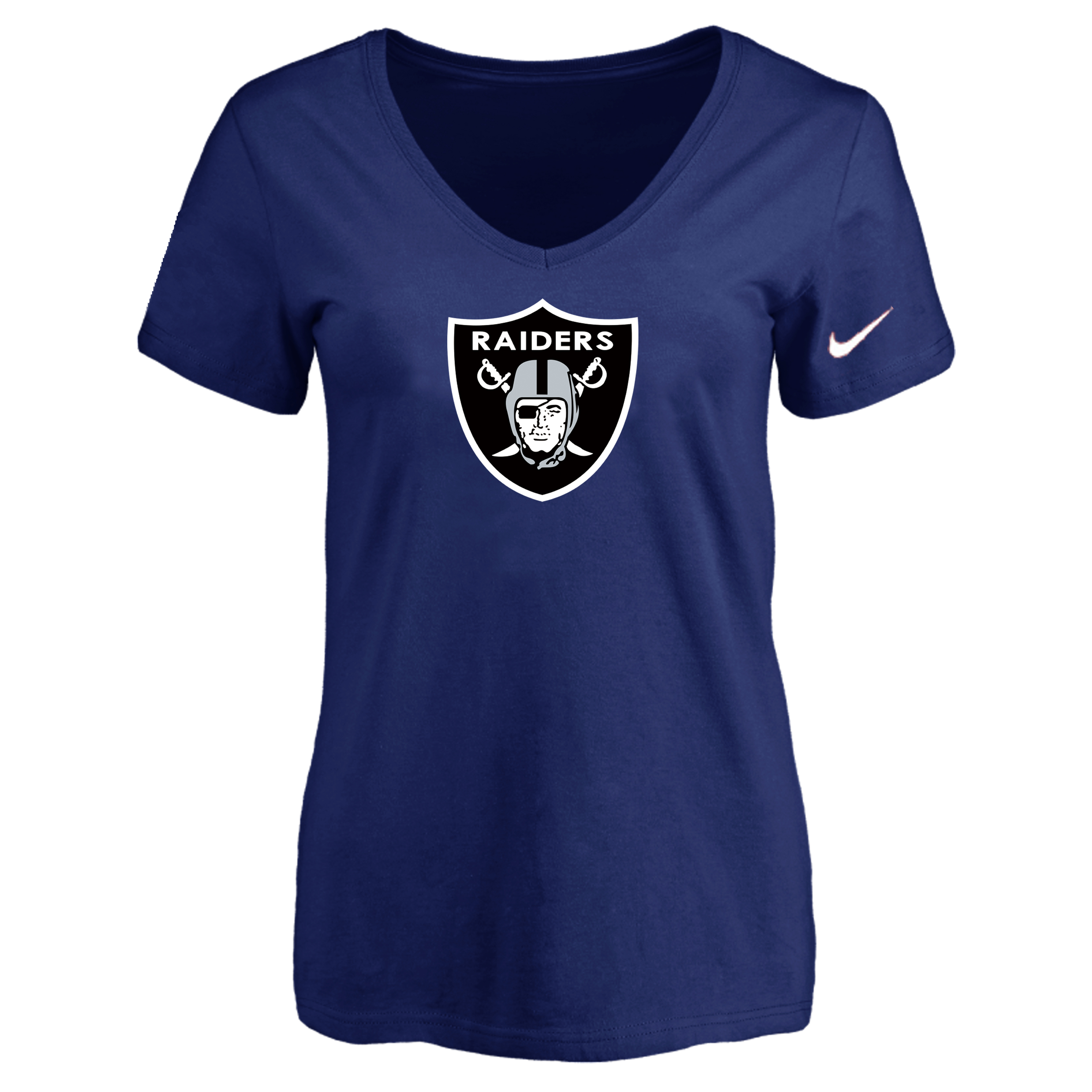 Oakland Raiders D.Blue Women's Logo V neck T-Shirt