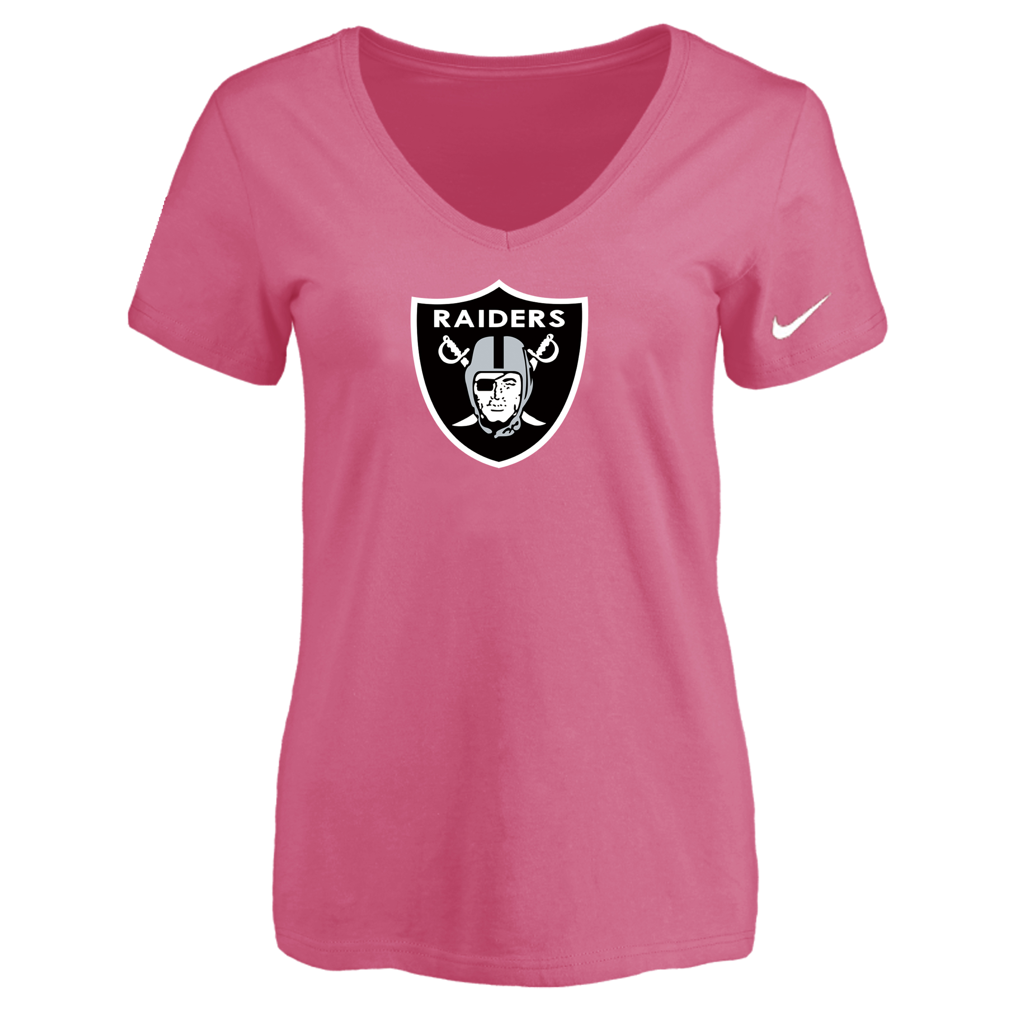 Oakland Raiders Pink Women's Logo V neck T-Shirt