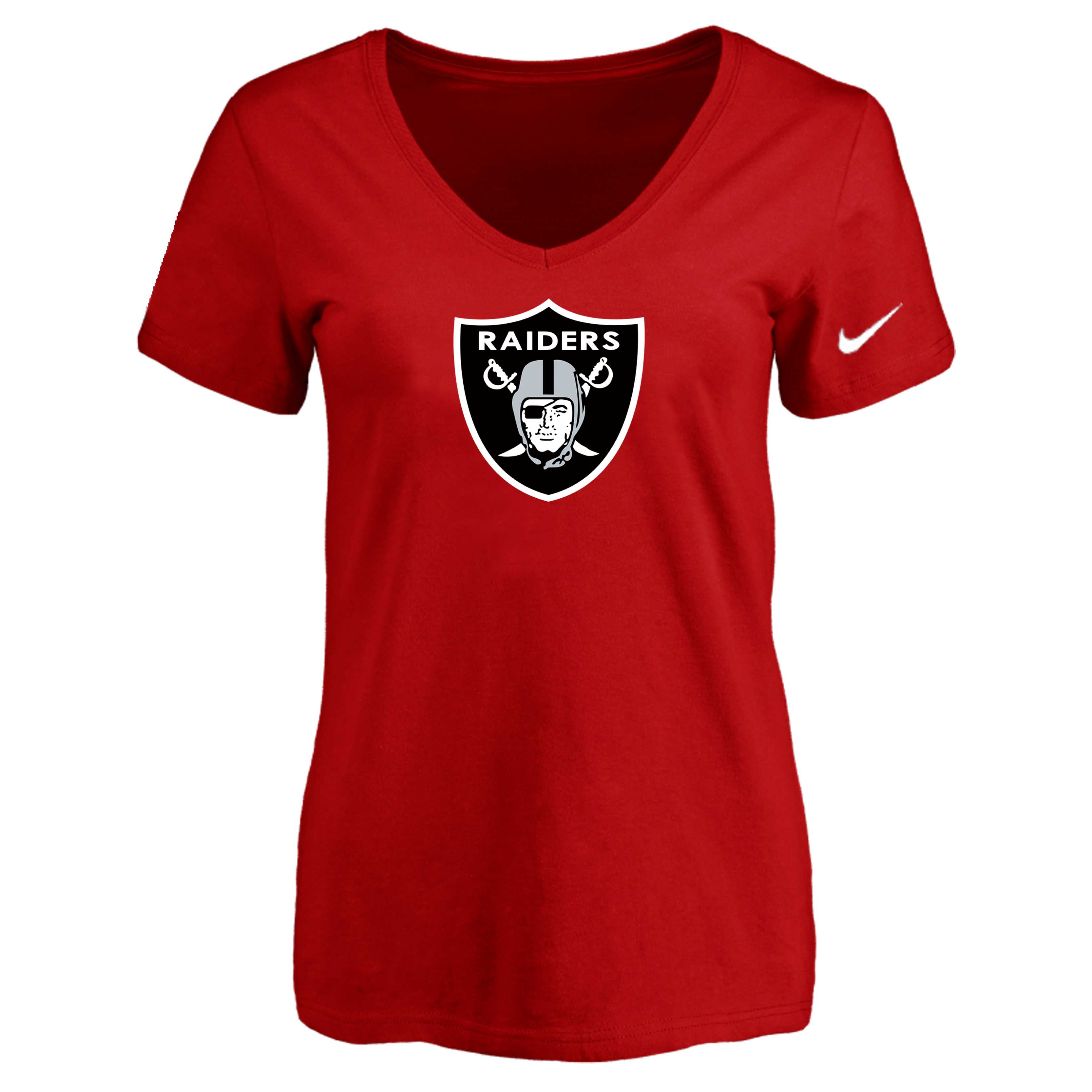 Oakland Raiders Red Women's Logo V neck T-Shirt