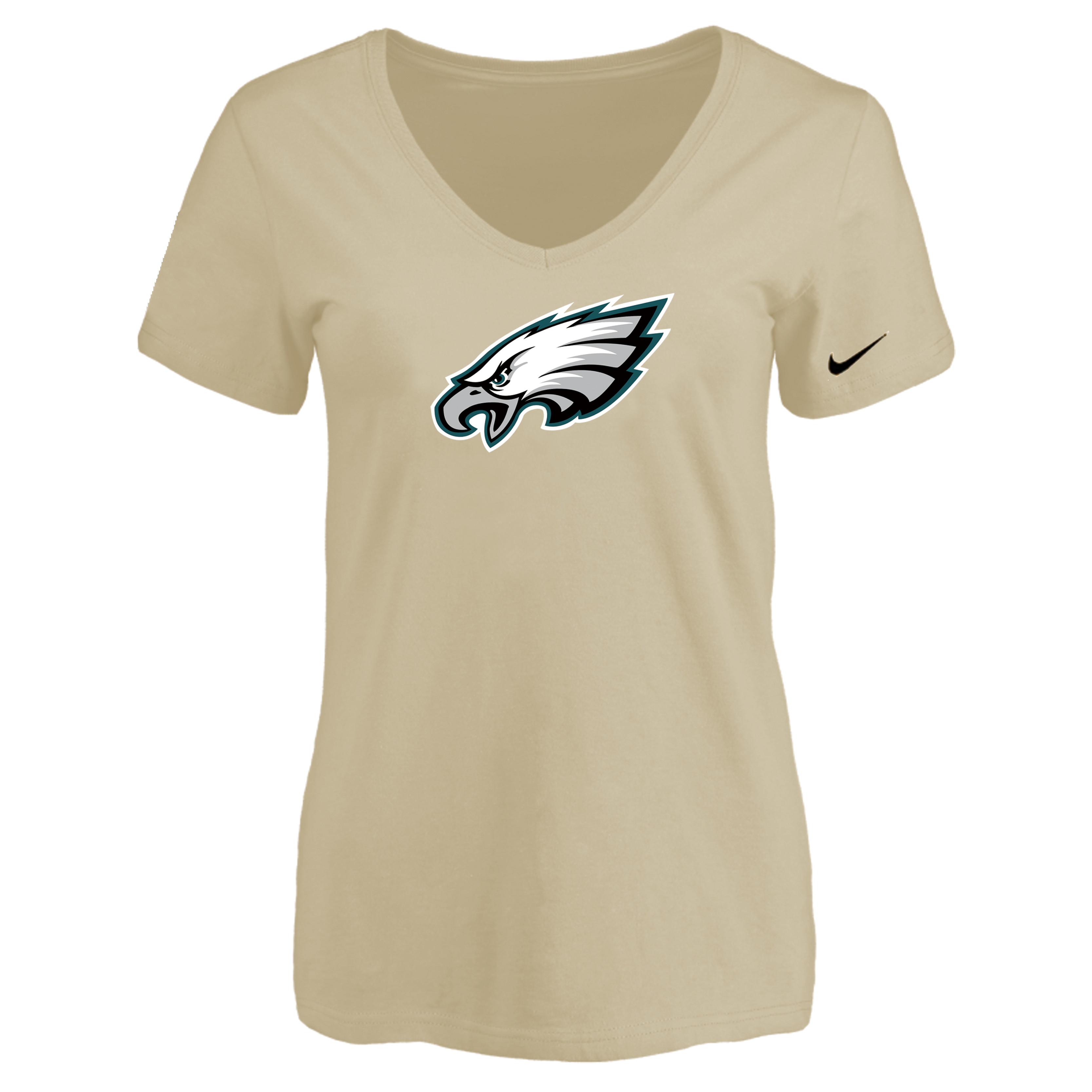 Philadelphia Eagles Beige Women's Logo V neck T-Shirt