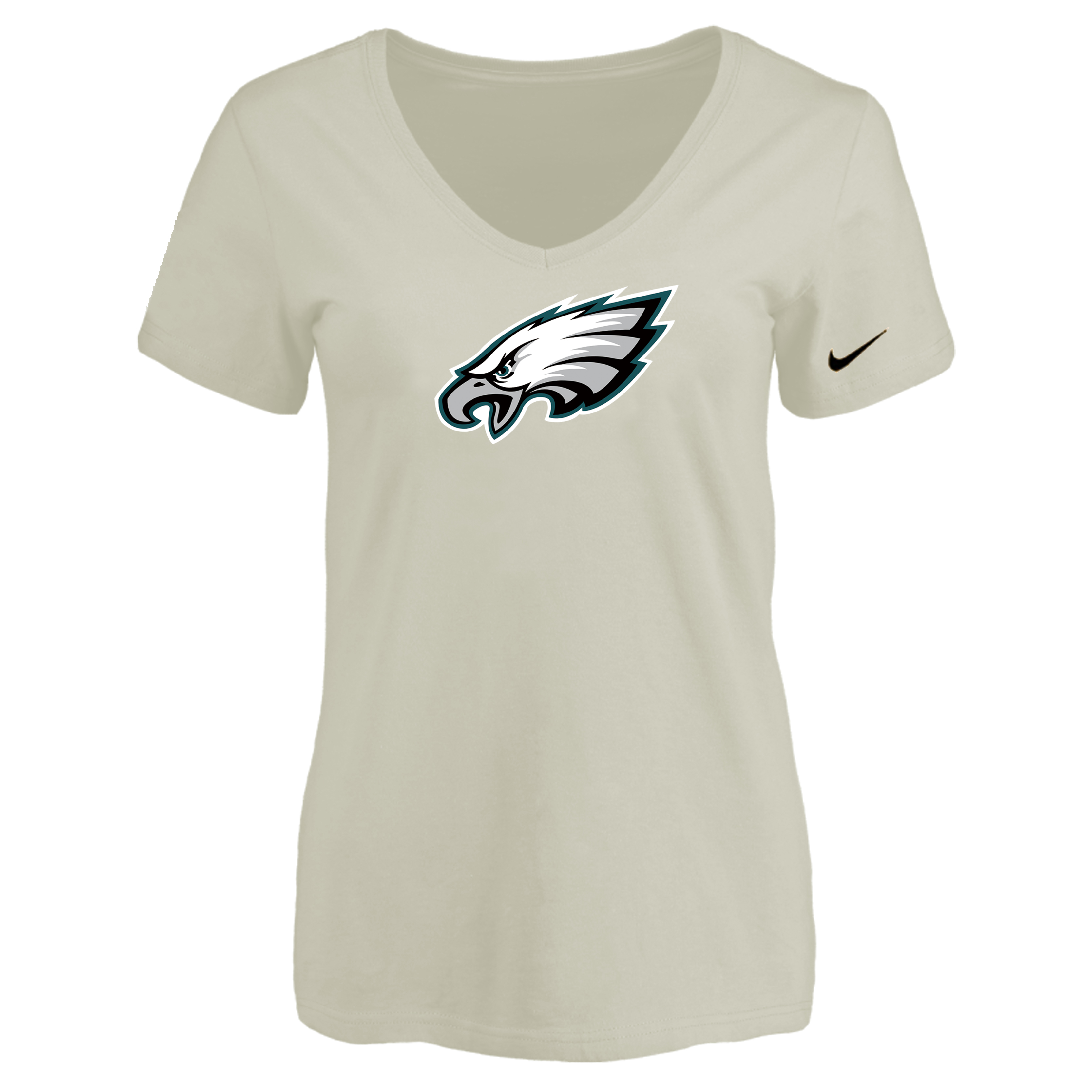 Philadelphia Eagles Cream Women's Logo V neck T-Shirt