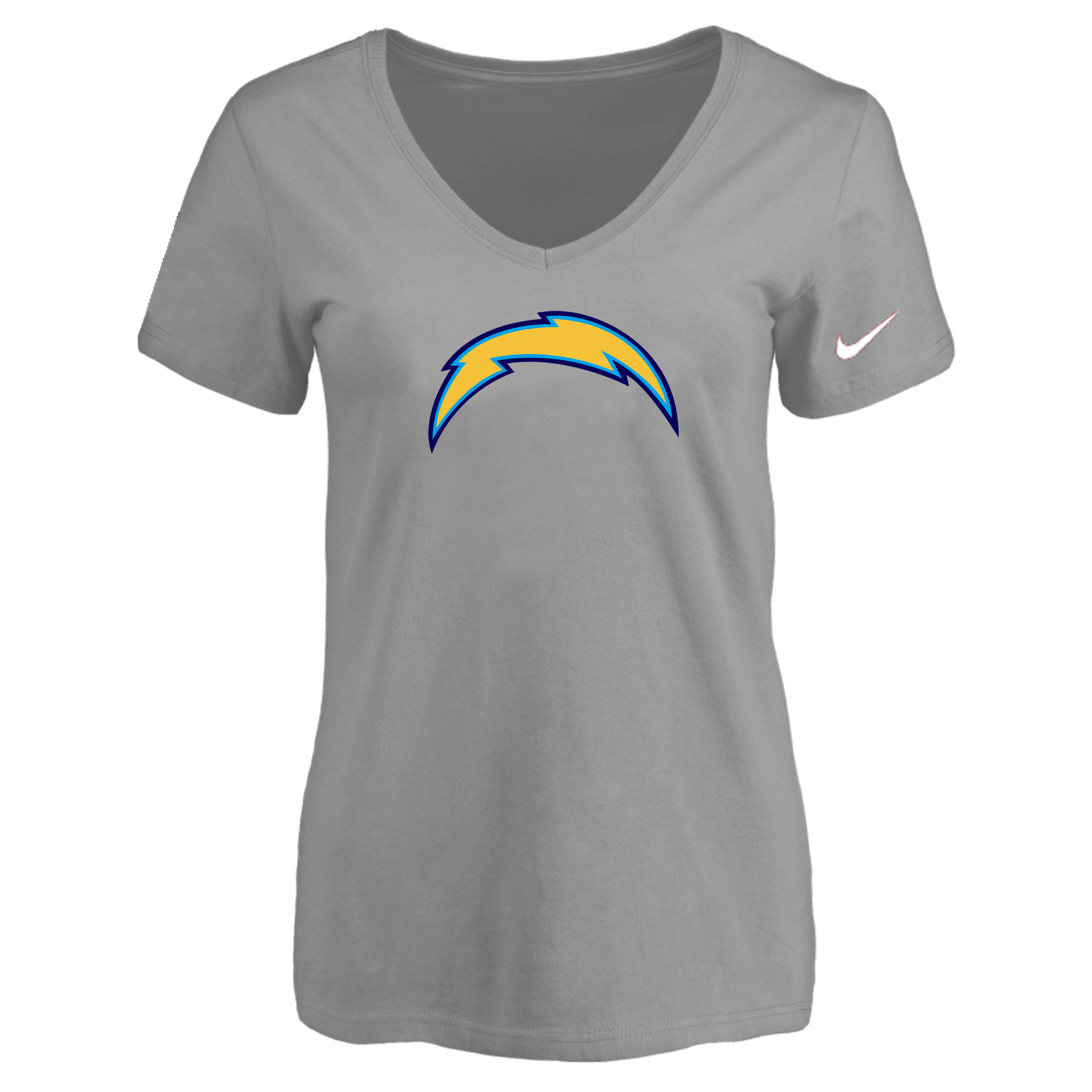 San Diego Chargers L.Gray Women's Logo V neck T-Shirt