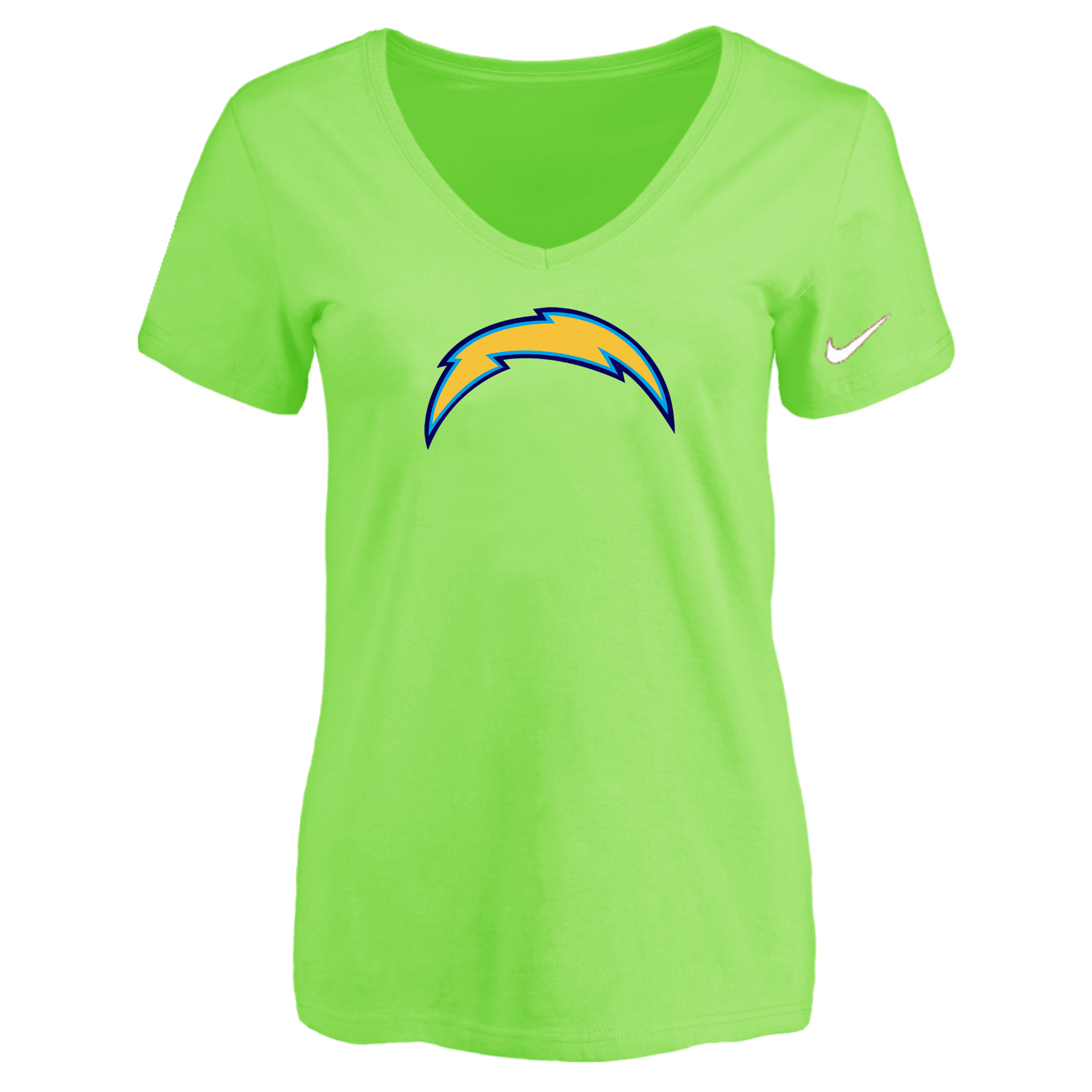 San Diego Chargers L.Green Women's Logo V neck T-Shirt