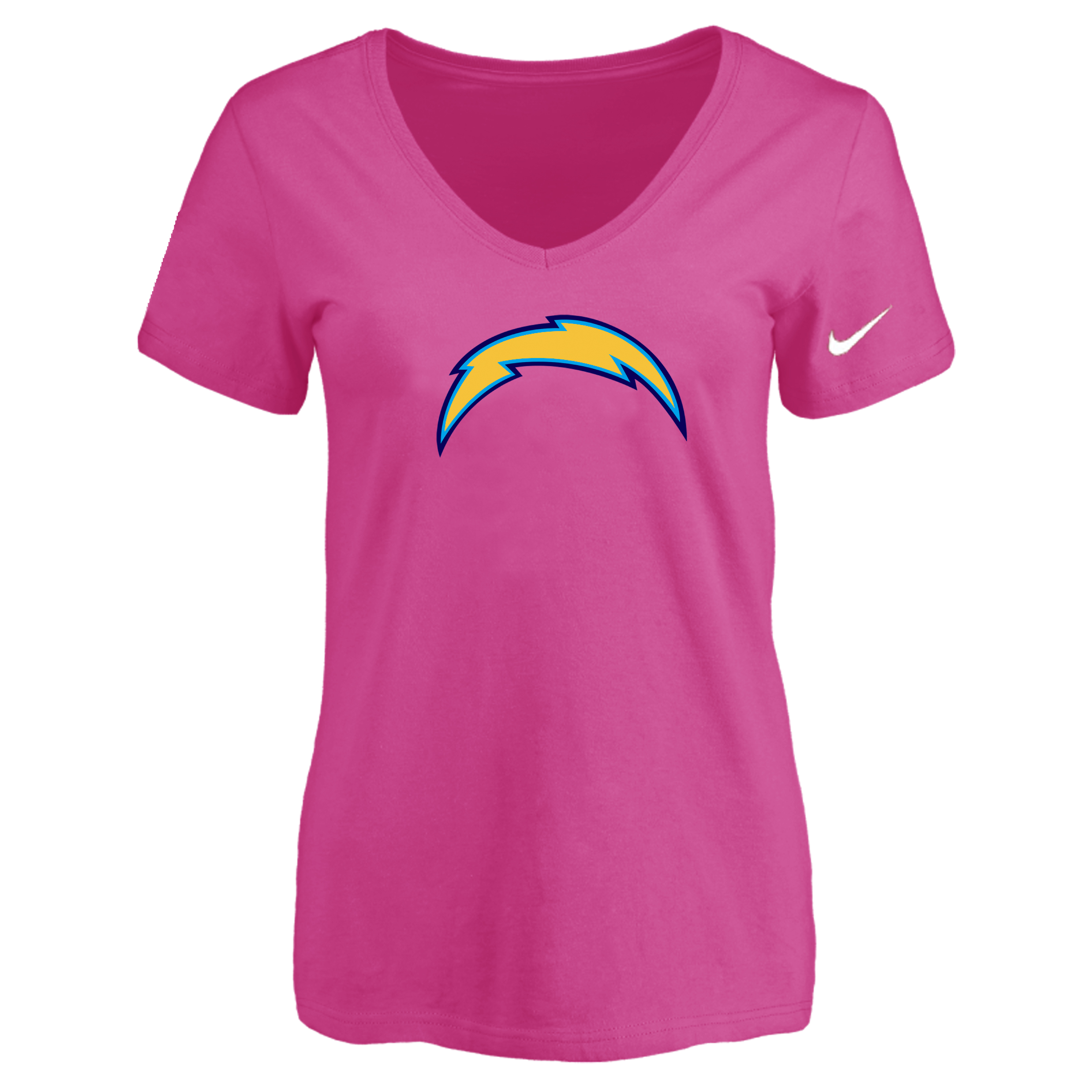 San Diego Chargers Peach Women's Logo V neck T-Shirt