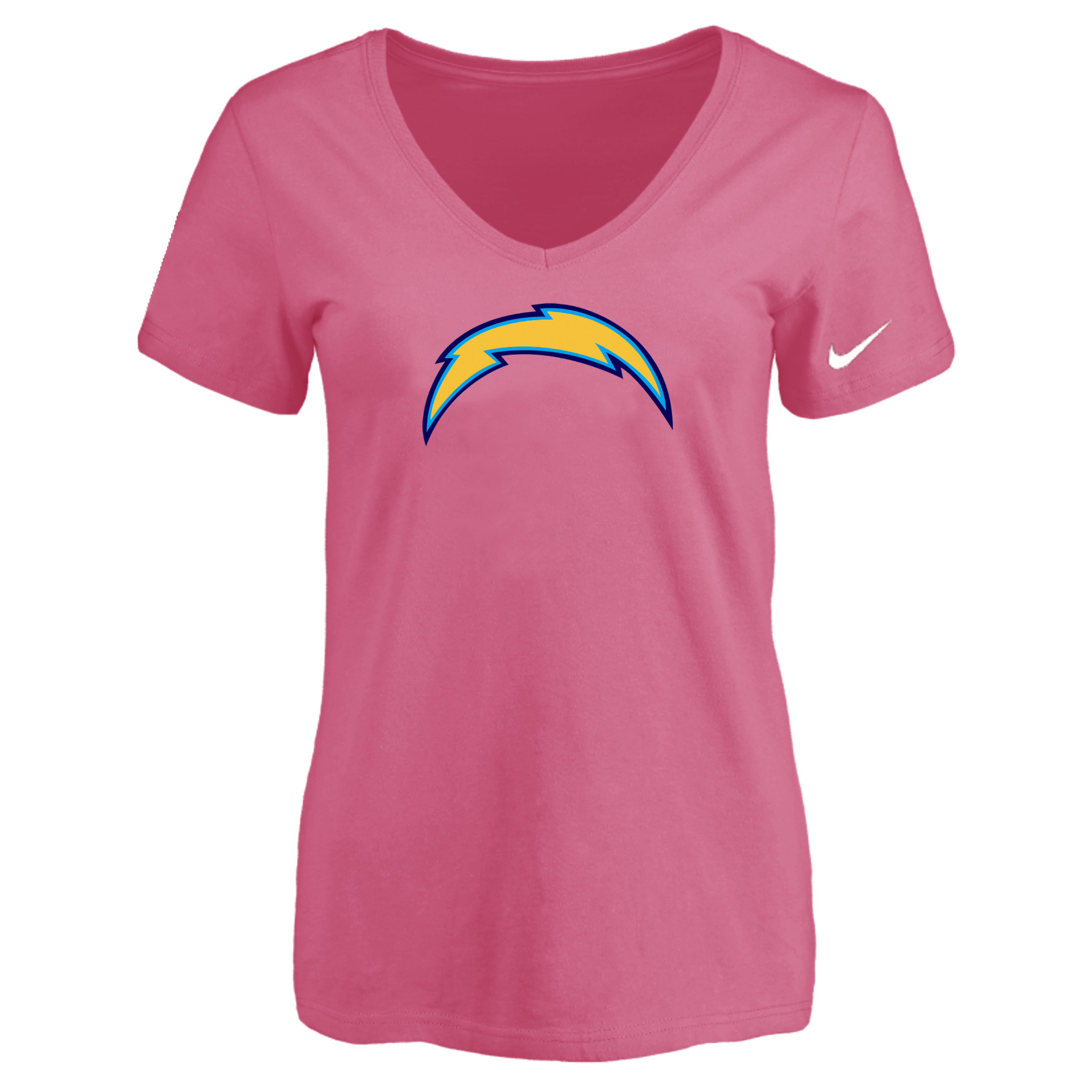 San Diego Chargers Pink Women's Logo V neck T-Shirt