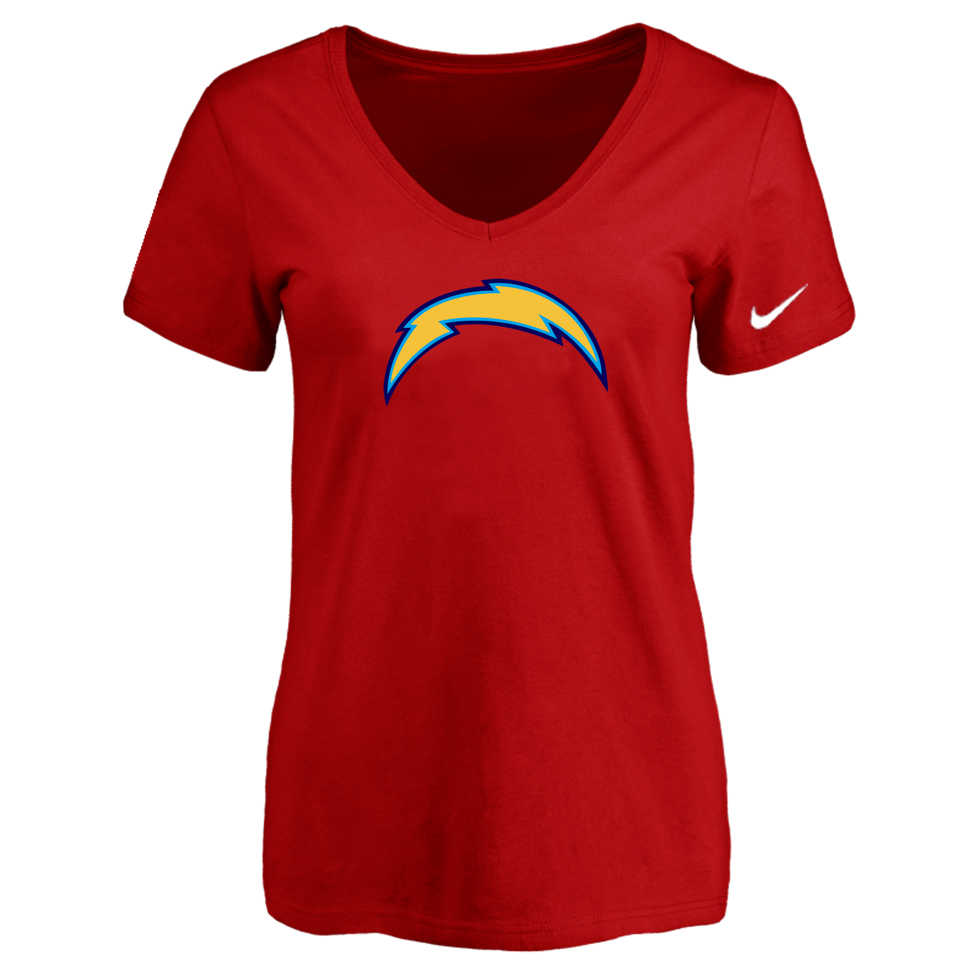 San Diego Chargers Red Women's Logo V neck T-Shirt