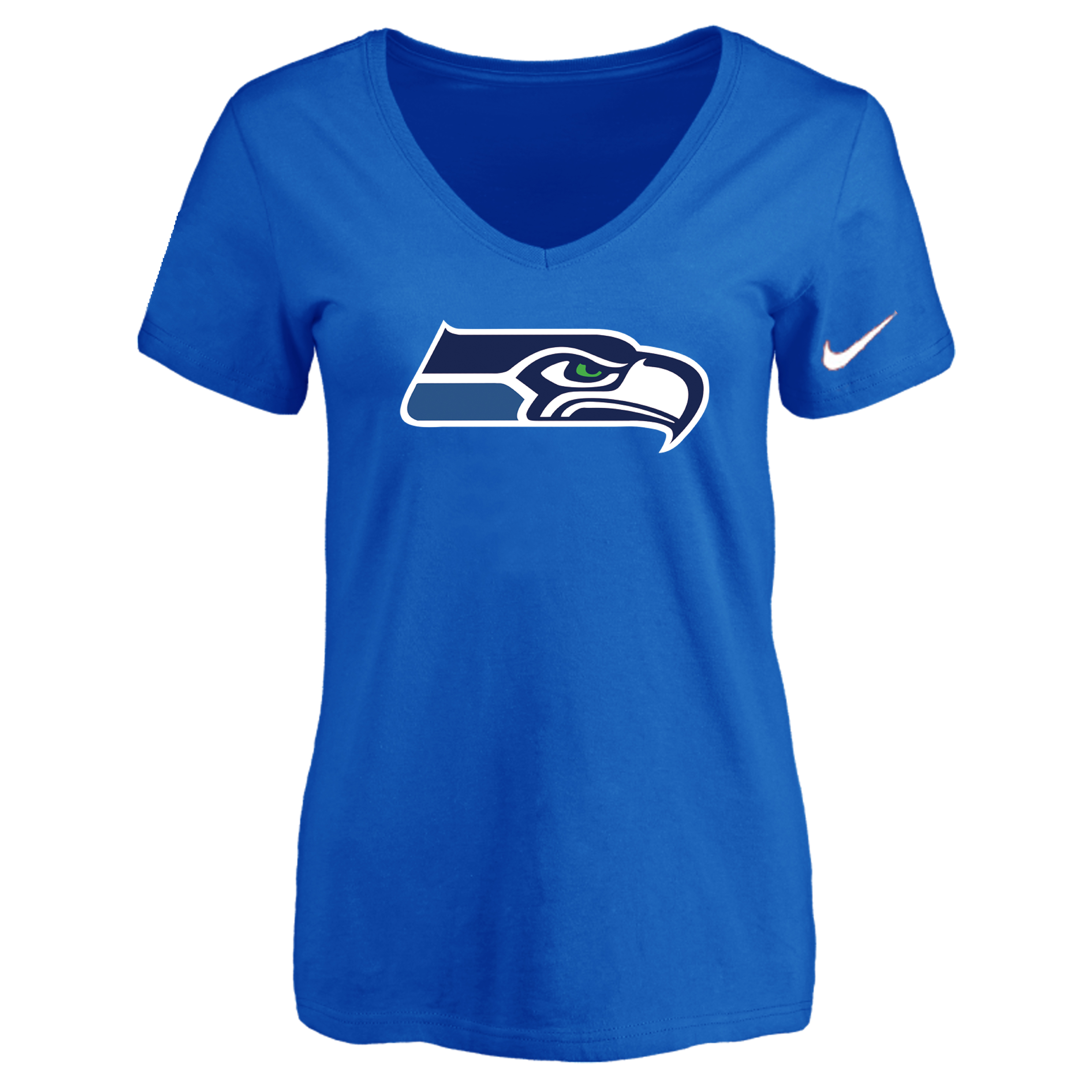 Seattle Seahawks Blue Women's Logo V neck T-Shirt