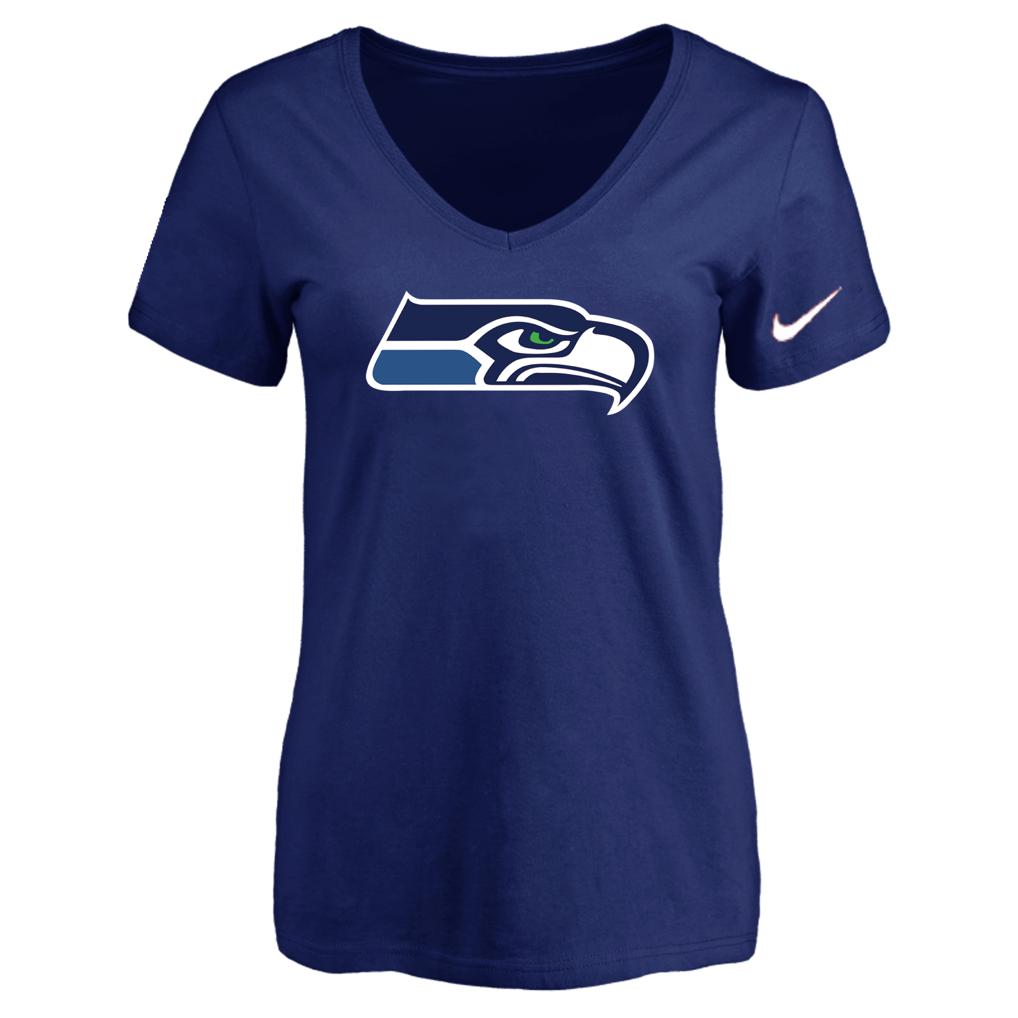 Seattle Seahawks D.Blue Women's Logo V neck T-Shirt