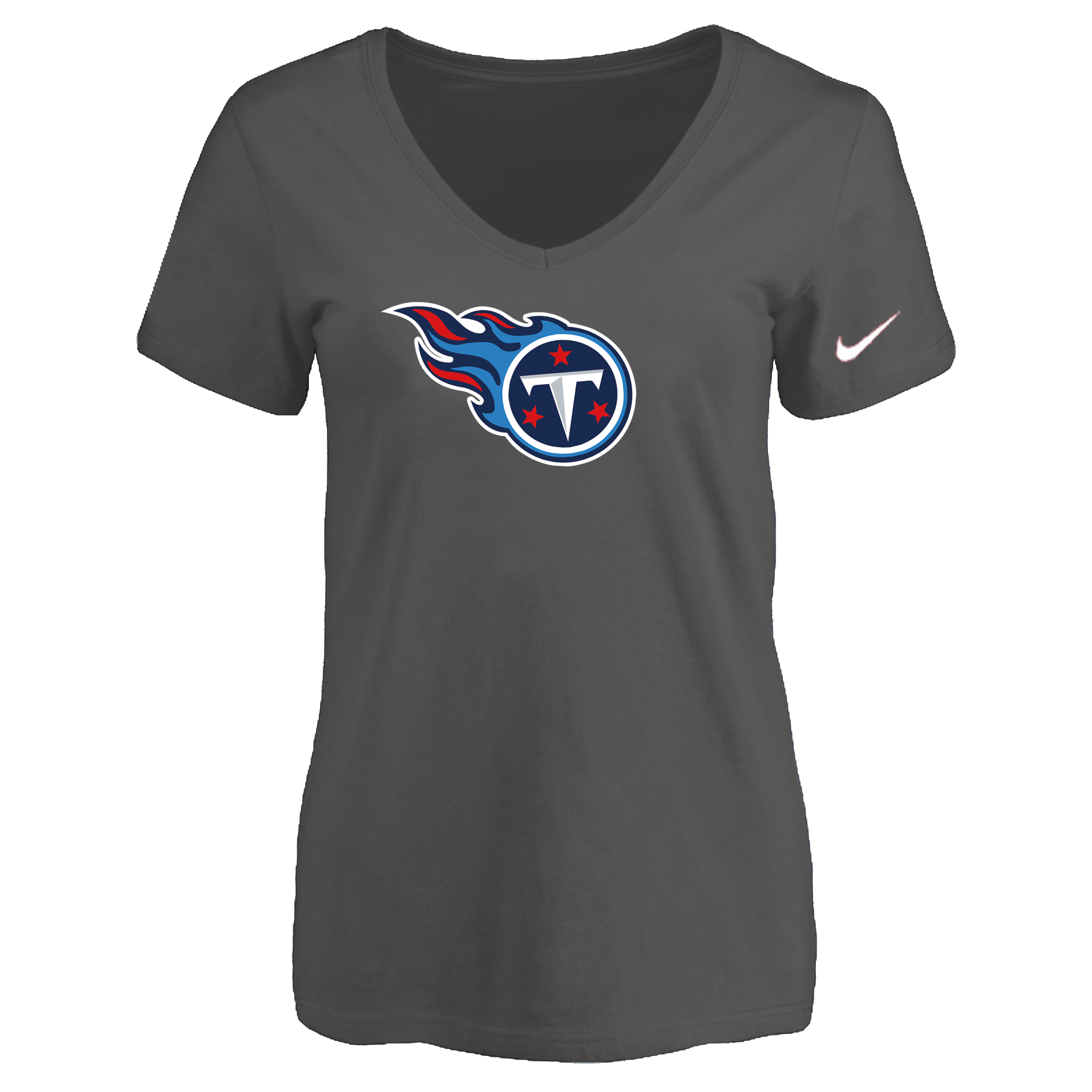 Tennessee Titans D.Gray Women's Logo V neck T-Shirt