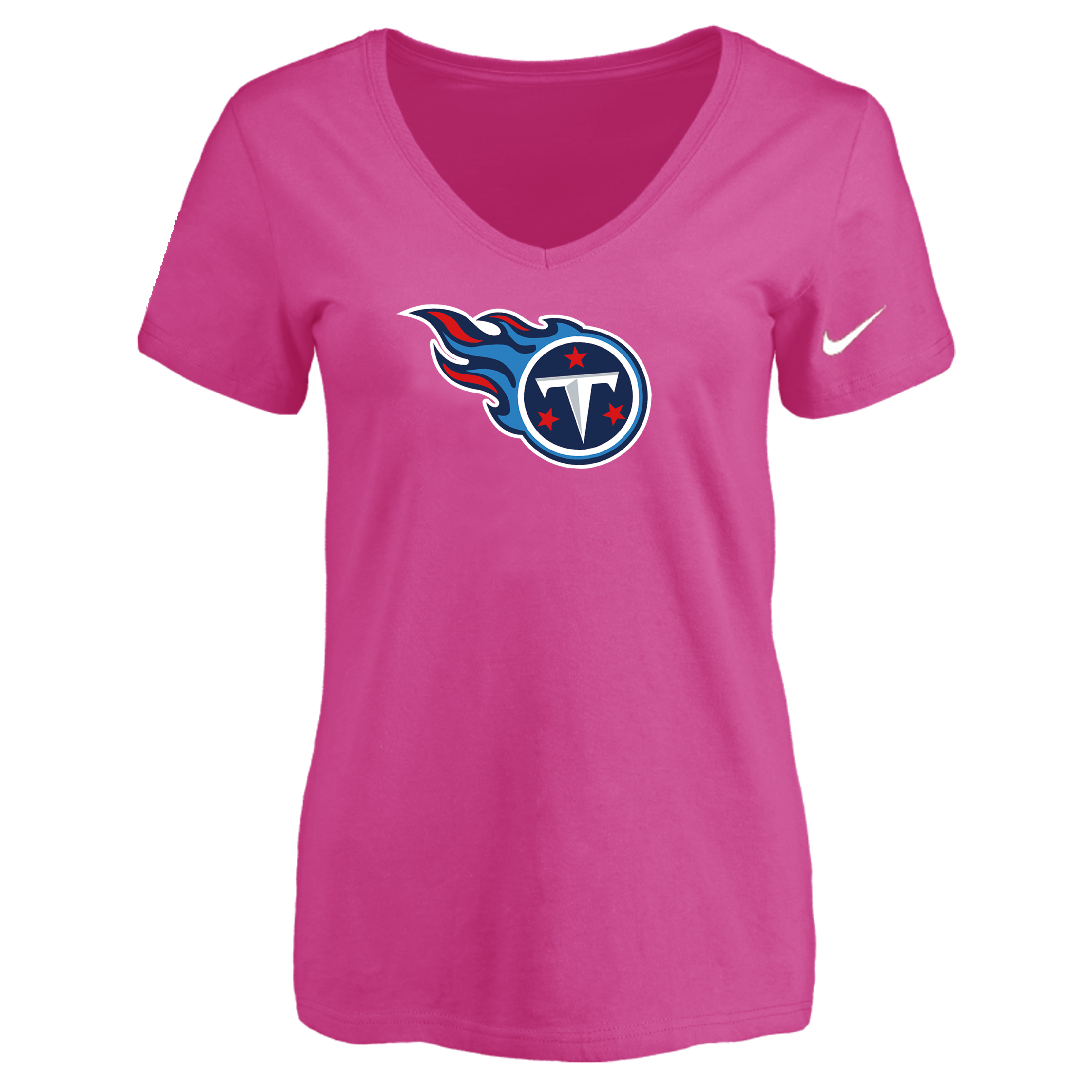Tennessee Titans Peach Women's Logo V neck T-Shirt