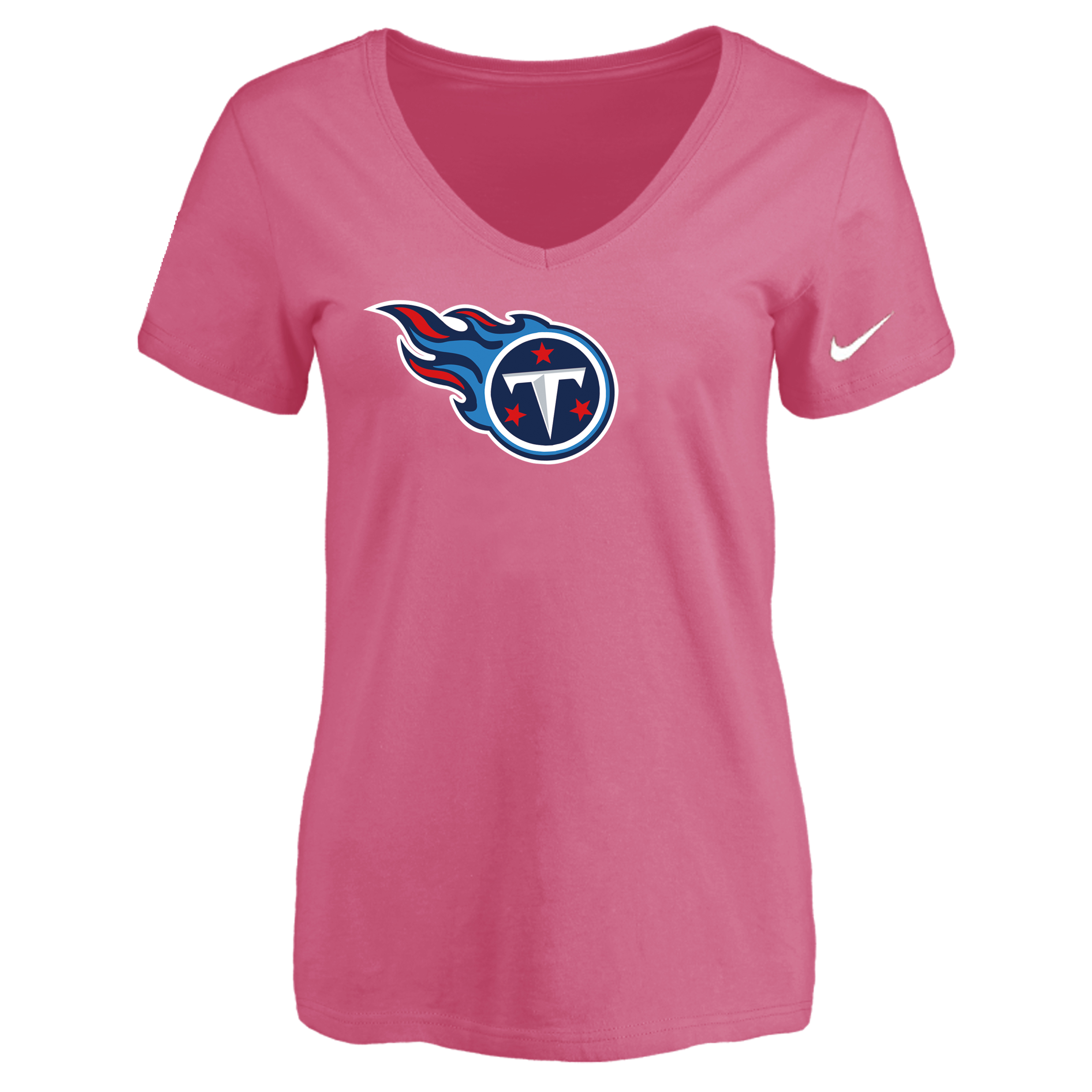 Tennessee Titans Pink Women's Logo V neck T-Shirt