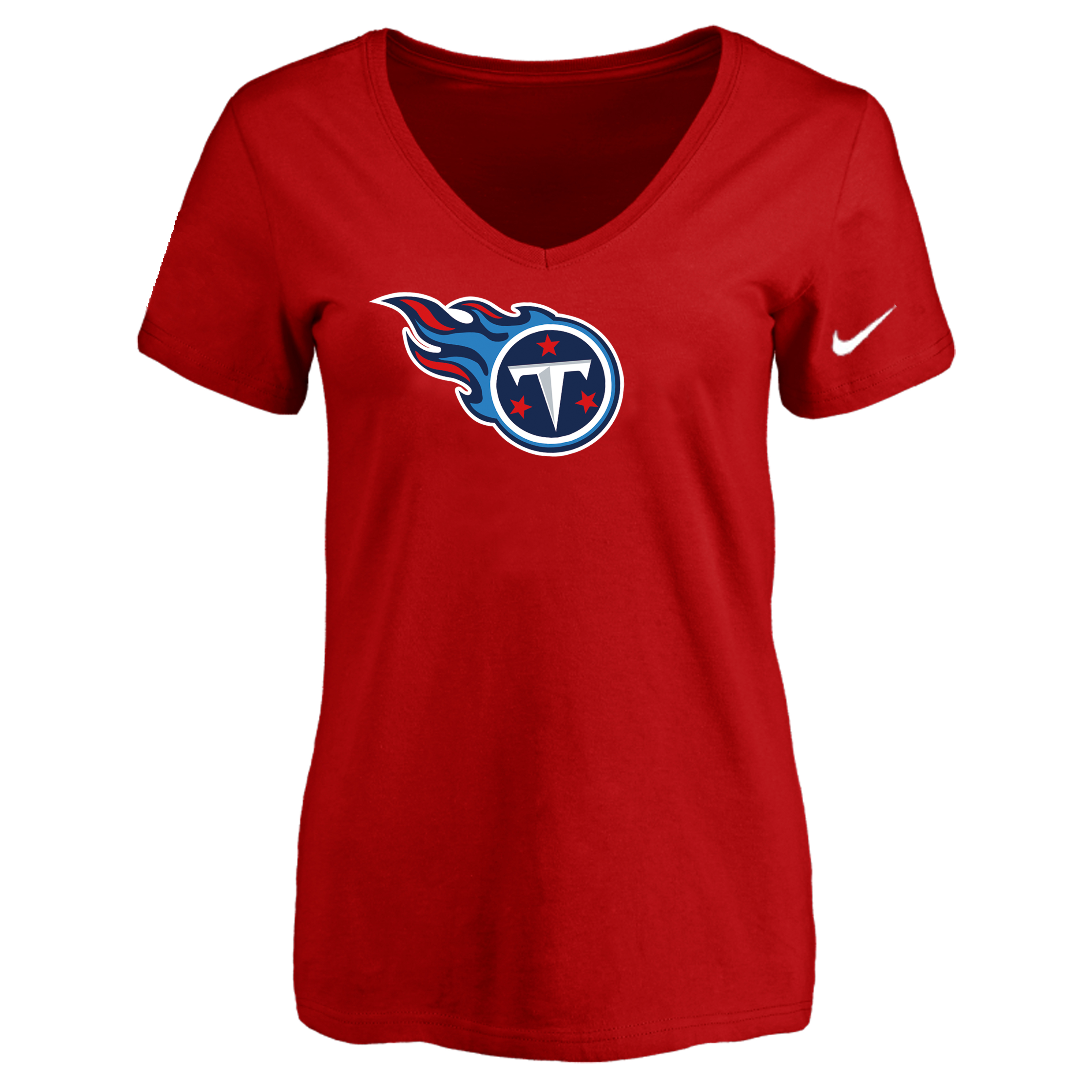 Tennessee Titans Red Women's Logo V neck T-Shirt