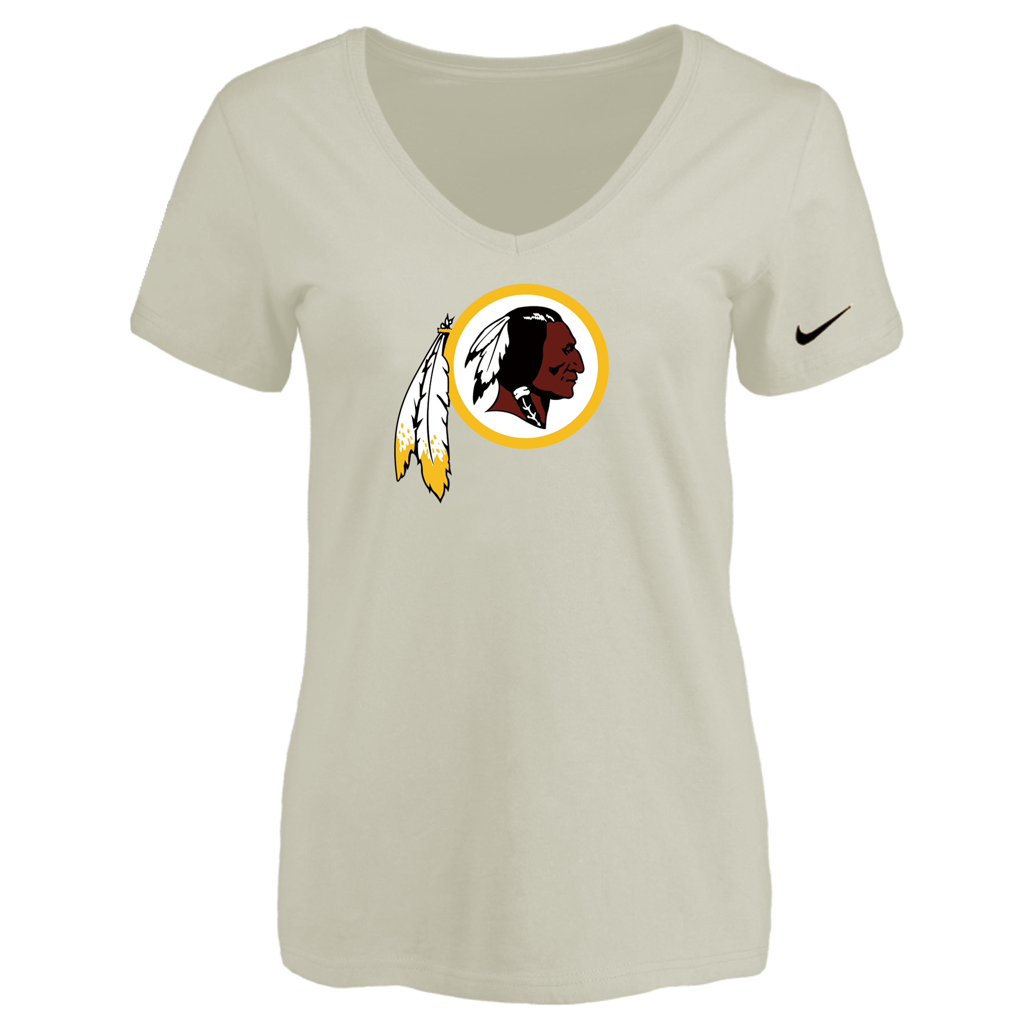 Washington Redskins Cream Women's Logo V neck T-Shirt