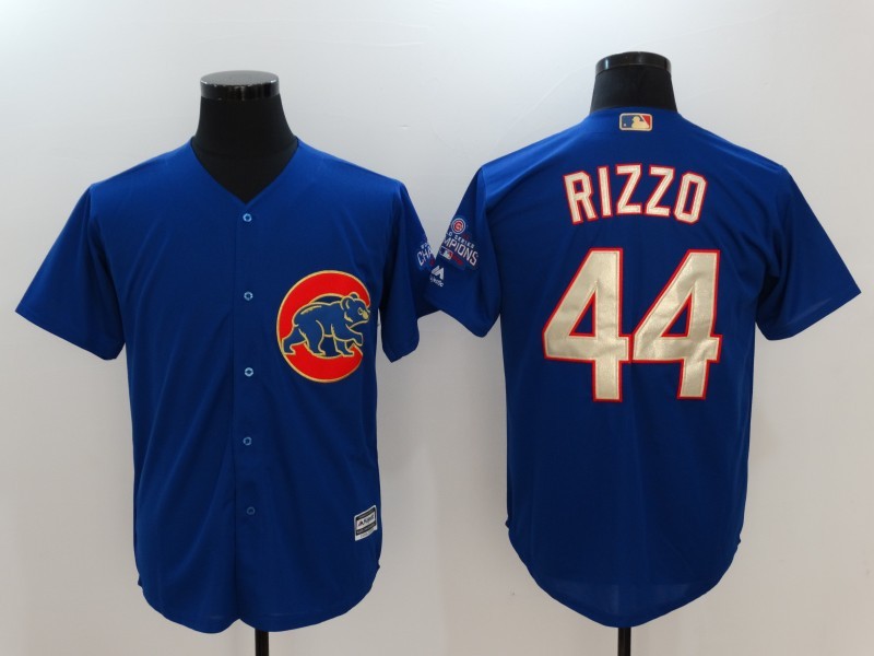 Cubs 44 Anthony Rizzo Blue World Series Champions Cool Base Jersey