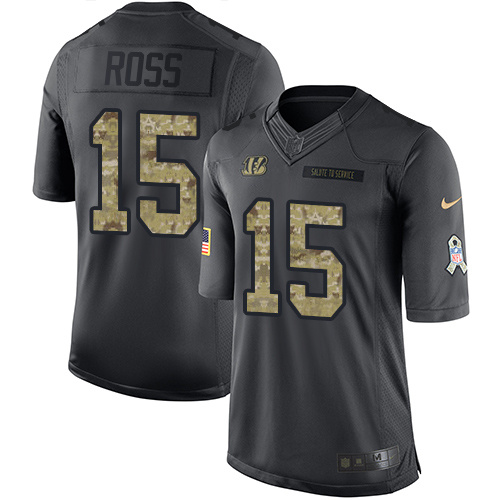 Nike Bengals 15 John Ross Anthracite Salute to Service Limited Jersey