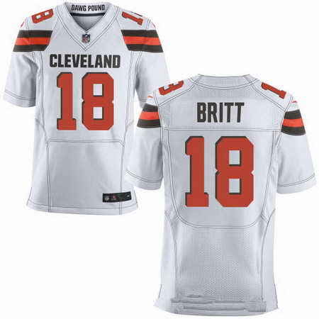 Nike Browns 18 Kenny Britt White Elite Jersey