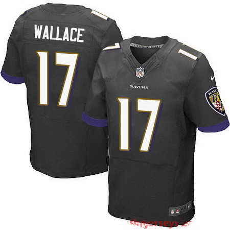 Nike Ravens 17 Mike Wallace Black Elite Jersey