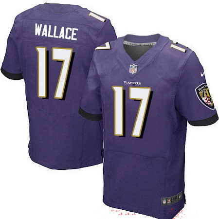 Nike Ravens 17 Mike Wallace Purple Elite Jersey