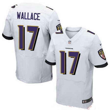 Nike Ravens 17 Mike Wallace White Elite Jersey