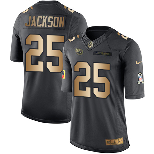 Nike Titans 25 Adoree' Jackson Anthracite Gold Salute to Service Limited Jersey