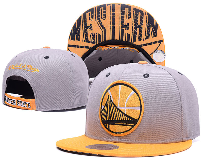 Warriors Team Logo Gray Mitchell & Ness Adjustable Hat GS
