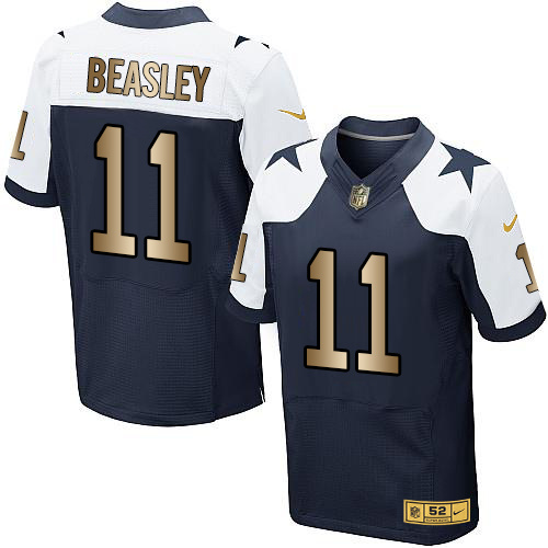 Nike Cowboys 11 Cole Beasley Navy Thanksgiving Gold Elite Jersey