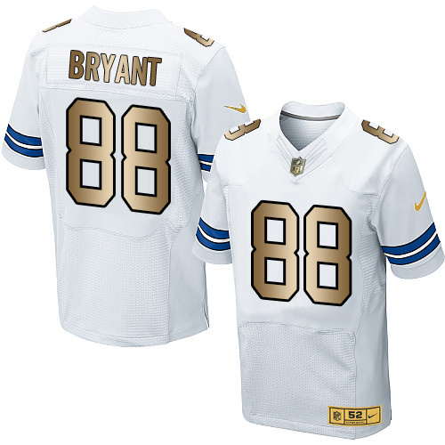 Nike Cowboys 88 Dez Bryant White Gold Elite Jersey