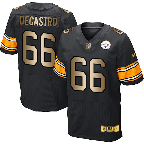 Nike Steelers 66 David Decastro Black Gold Elite Jersey