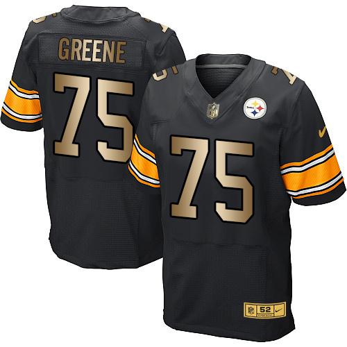 Nike Steelers 75 Joe Greene Black Gold Elite Jersey