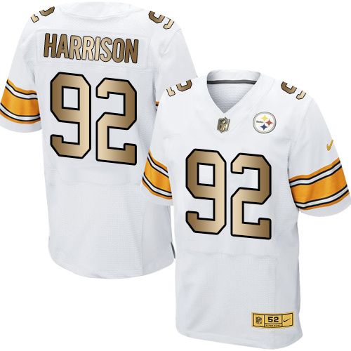 Nike Steelers 92 James Harrison White Gold Elite Jersey