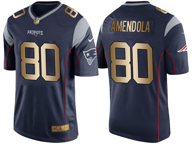 Nike Patriots 80 Danny Amendola Navy Gold Game Jersey