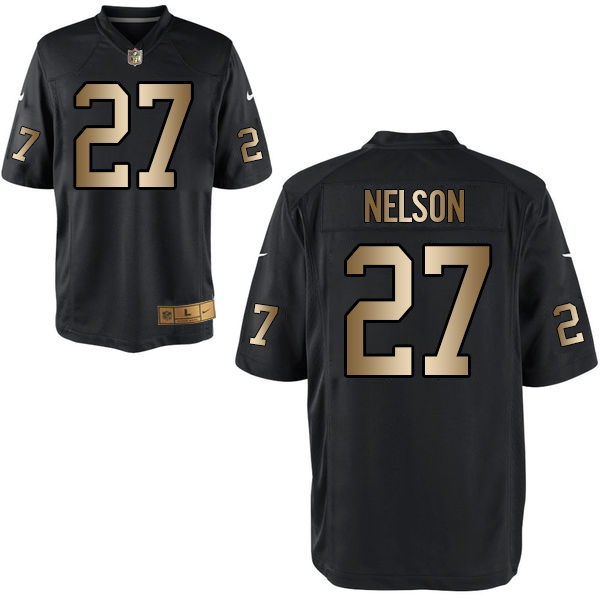 Nike Raiders 27 Reggie Nelson Black Gold Game Jersey