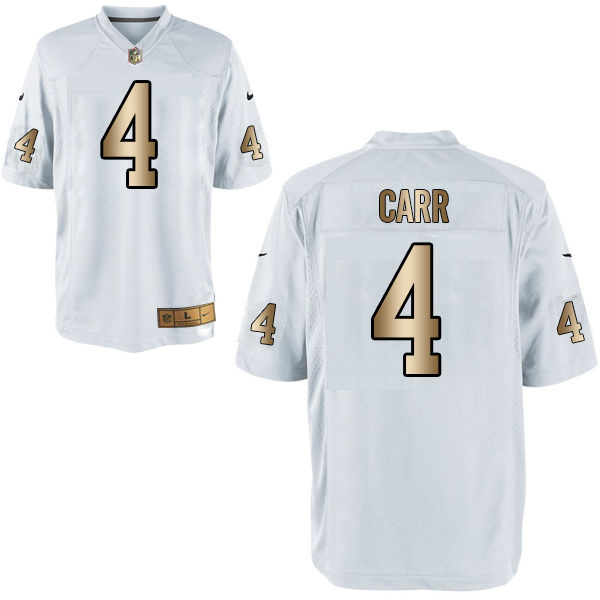 Nike Raiders 4 Derek Carr White Gold Game Jersey