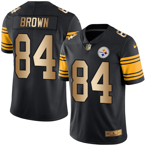 Nike Steelers 84 Antonio Brown Black Gold Youth Color Rush Limited Jersey