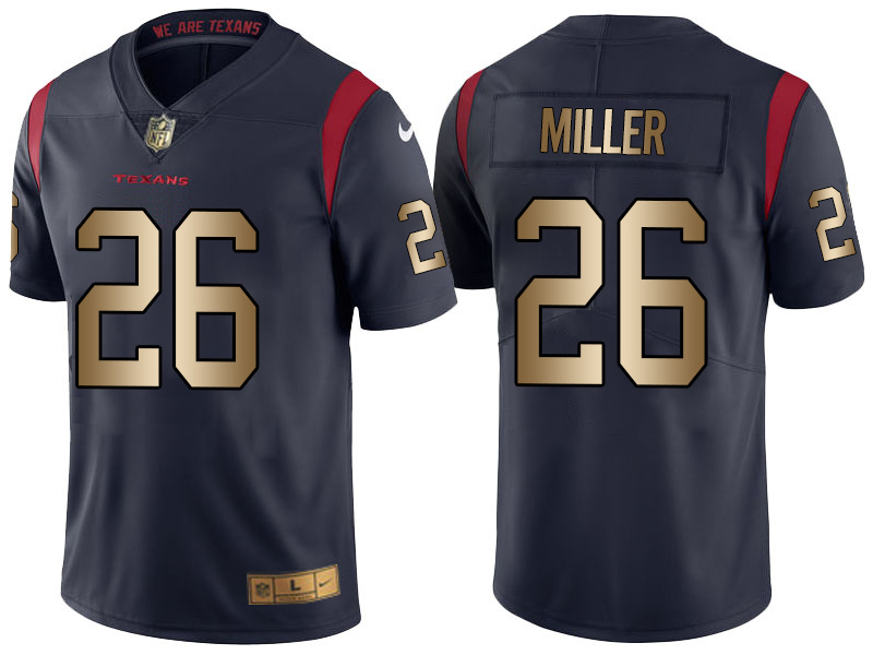 Nike Texans 26 Lamar Miller Navy Gold Youth Color Rush Limited Jersey