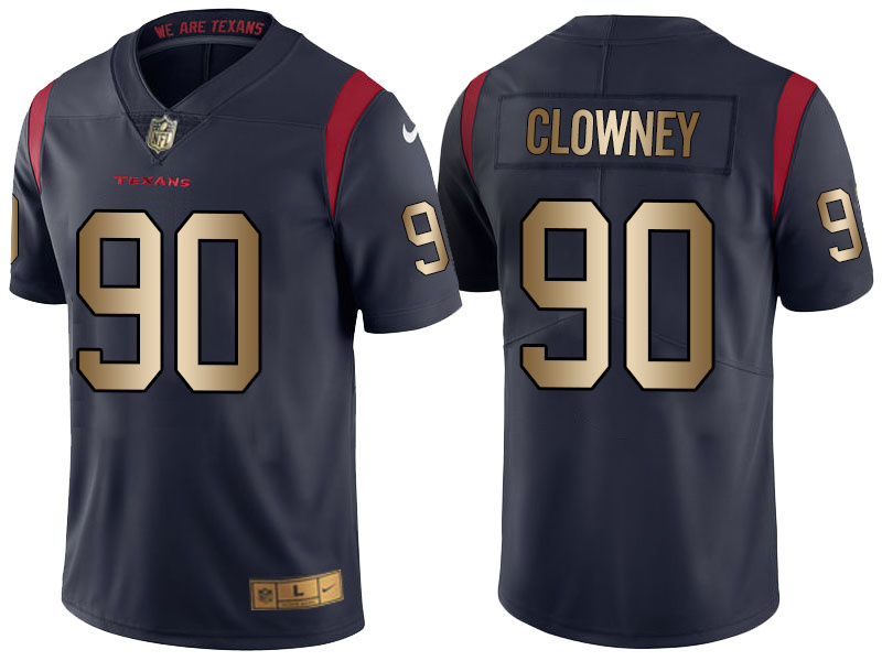 Nike Texans 90 Jadeveon Clowney Navy Gold Youth Color Rush Limited Jersey