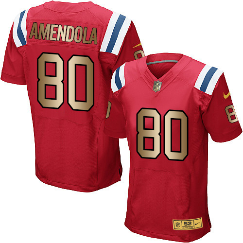 Nike Patriots 80 Danny Amendola Red Gold Elite Jersey