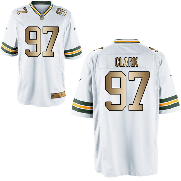 Nike Packers 97 Kenny Clark White Gold Elite Jersey