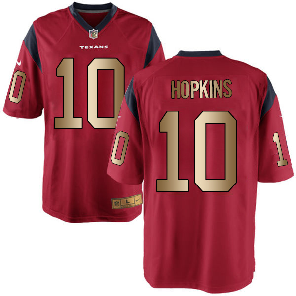 Nike Texans 10 DeAndre Hopkins Red Gold Elite Jersey